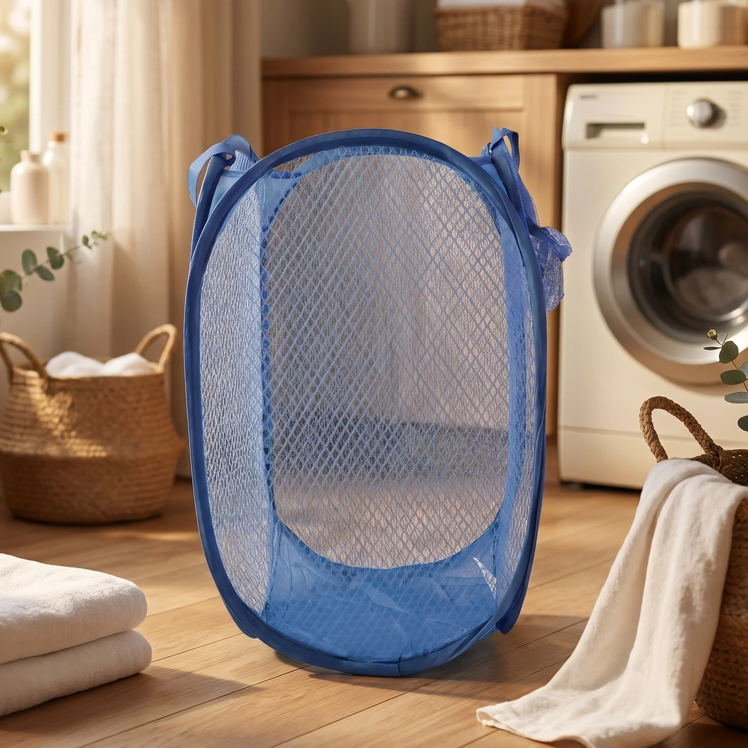 Foldable Mesh Laundry Bag Hamper (1 Pc, 30x30x46 Cm) - Image 8