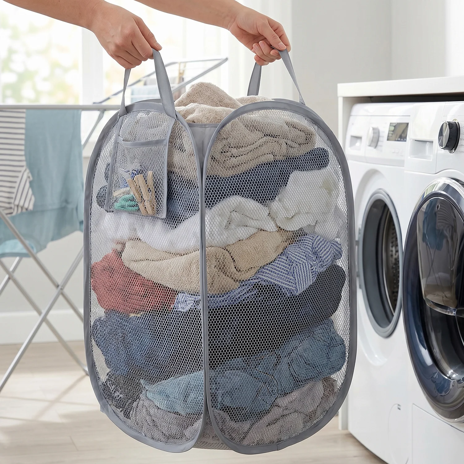 Foldable Mesh Laundry Bag Hamper (1 Pc, 30x30x62 Cm) - Image 4