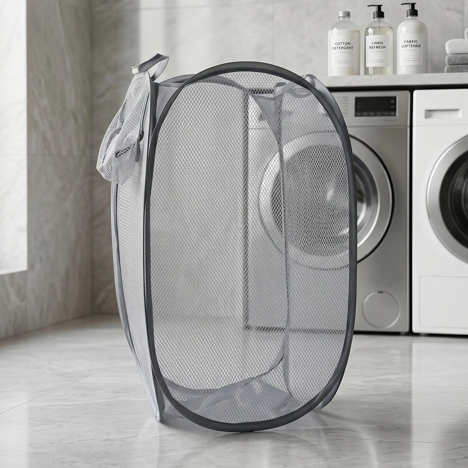 Foldable Mesh Laundry Bag Hamper (1 Pc, 30x30x62 Cm) - Image 7