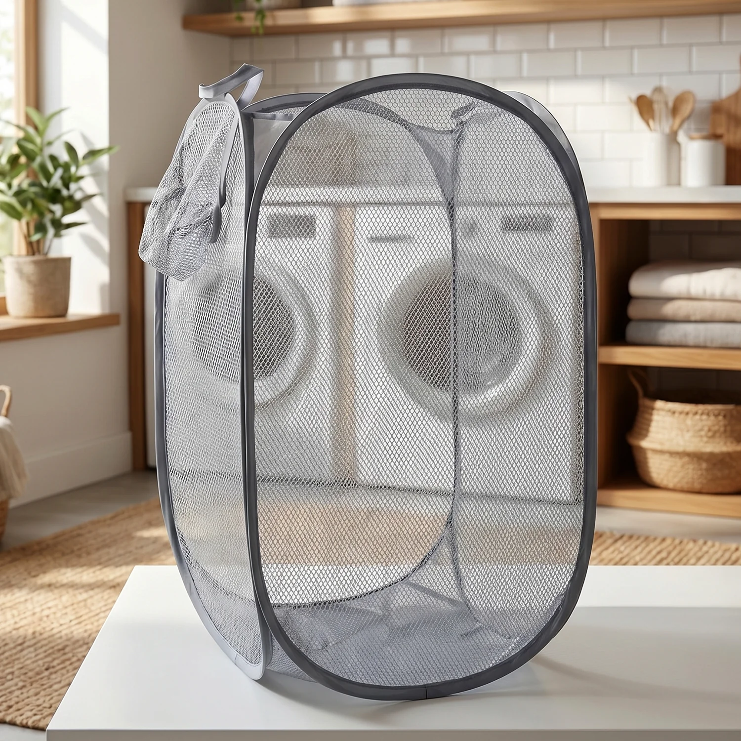 Foldable Mesh Laundry Bag Hamper (1 Pc, 30x30x62 Cm) - Image 8