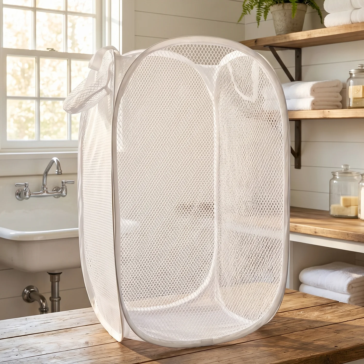 Foldable Mesh Laundry Bag Hamper (1 Pc, 32x56 Cm) - Image 8