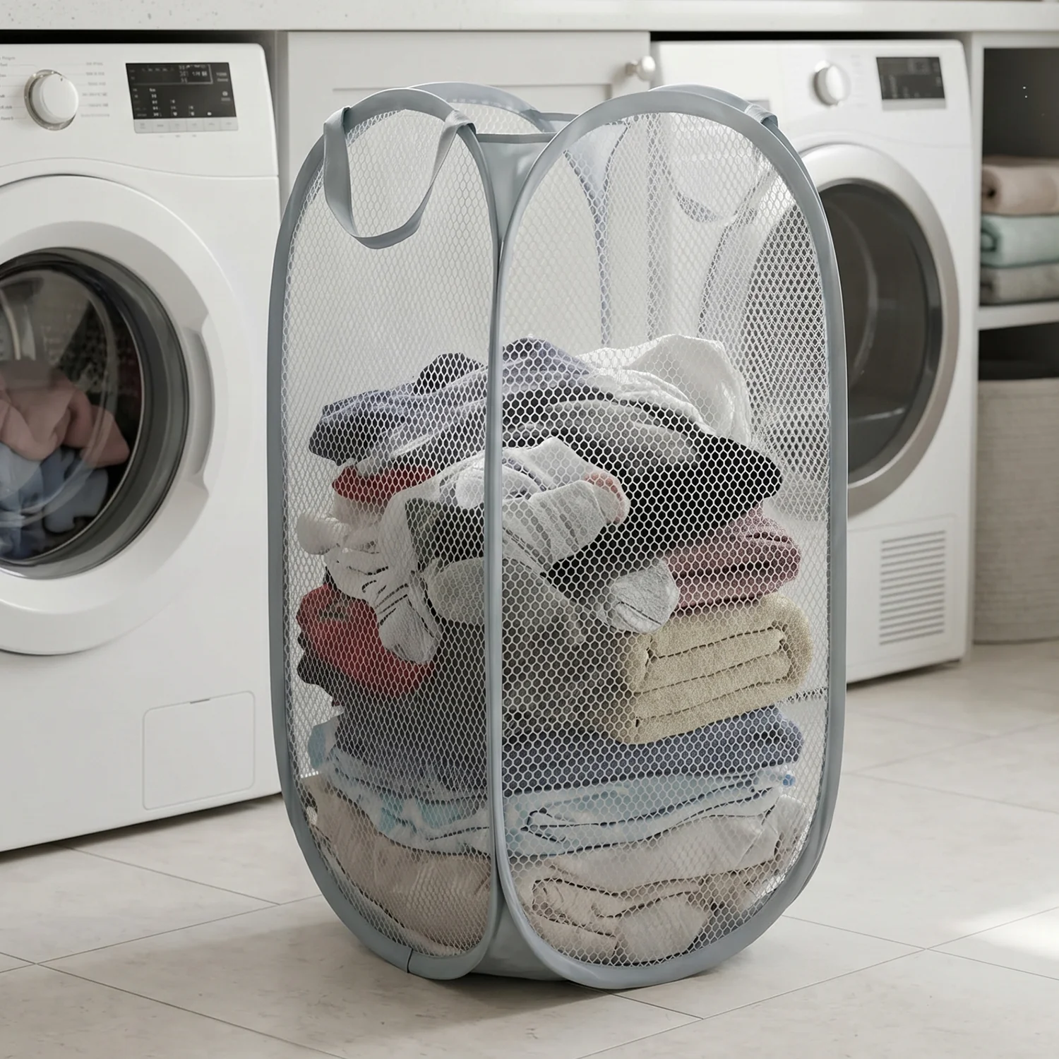 Foldable Mesh Laundry Bag Hamper (1 Pc, 50x32x32 Cm) - Image 4