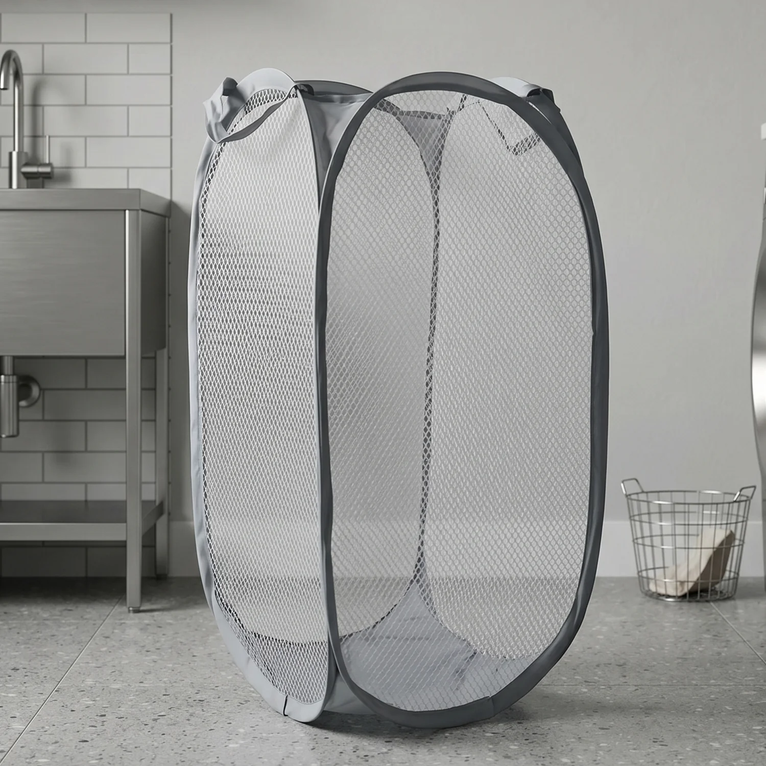 Foldable Mesh Laundry Bag Hamper (1 Pc, 50x32x32 Cm) - Image 7