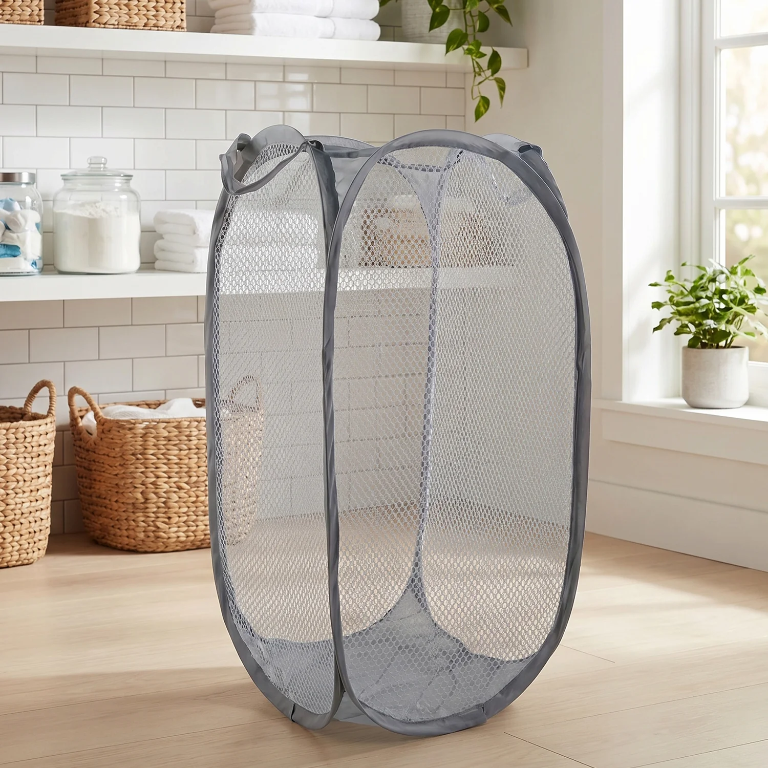 Foldable Mesh Laundry Bag Hamper (1 Pc, 50x32x32 Cm) - Image 8
