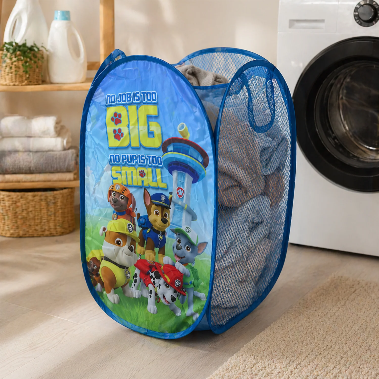Foldable Laundry Basket Fabric Mesh Clothes Hamper (1 Pc,34.29x34.29x54.61cm) - Image 3