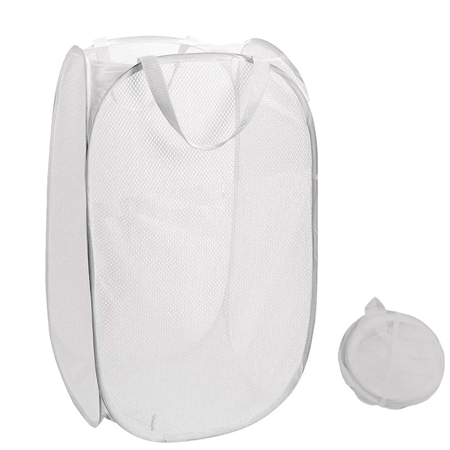 Foldable Laundry Basket Fabric Mesh Clothes Hamper Bag (1 Pc,33x33x54cm) - Image 4