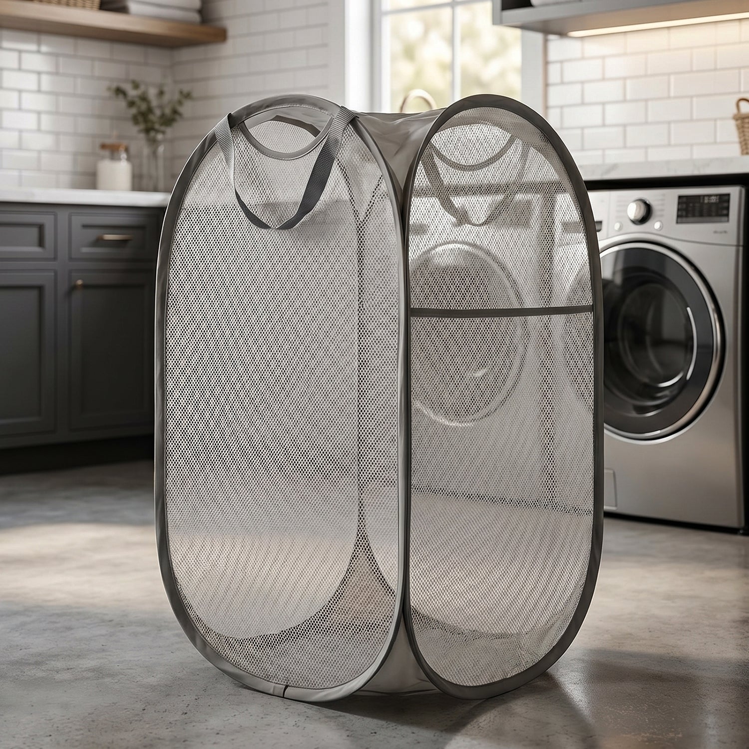 Foldable Mesh Laundry Basket Clothes Storage Bag (1 Pc, Mix Design & Size) - Image 7