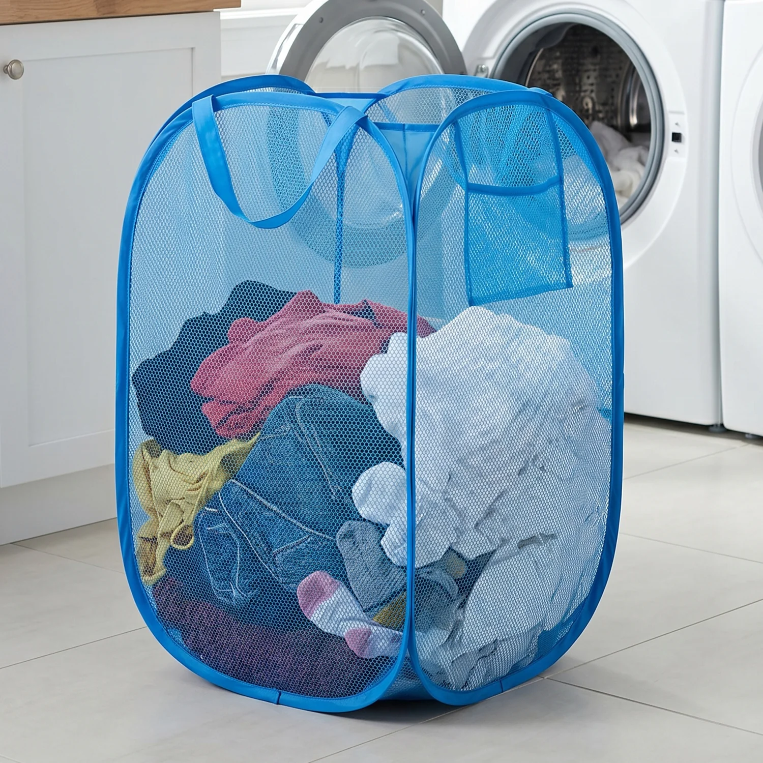 Foldable Mesh Laundry Basket with Handles Large Clothes Hamper (1 Pc,36x36x58cm) - Image 5