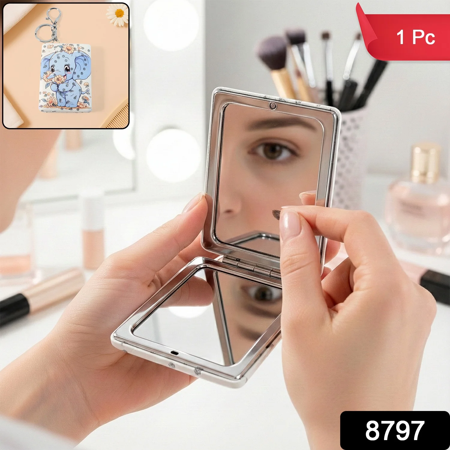Foldable Mirror Keychain – (1 Pc) - Image 2