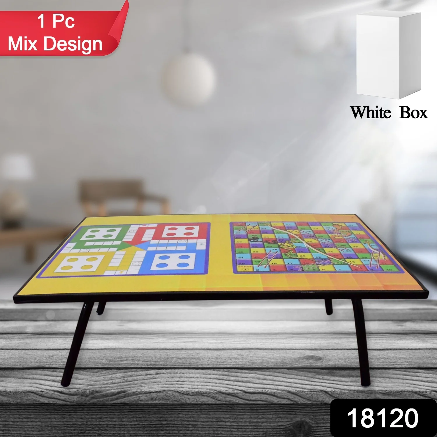 Foldable Mix Design Games Table Board || Bed Study Table (48 × 28 Cm / 1 Pc) - Image 2