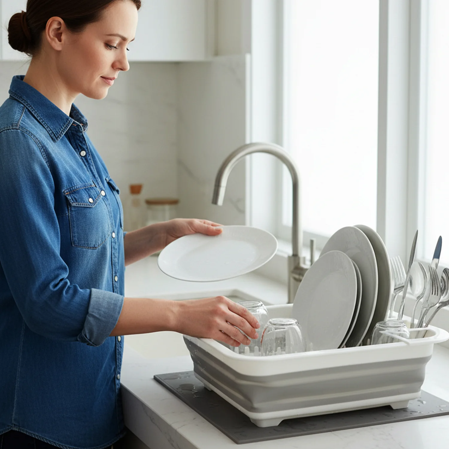Foldable Plastic Dish Drying Rack (1 Pc) - Image 3