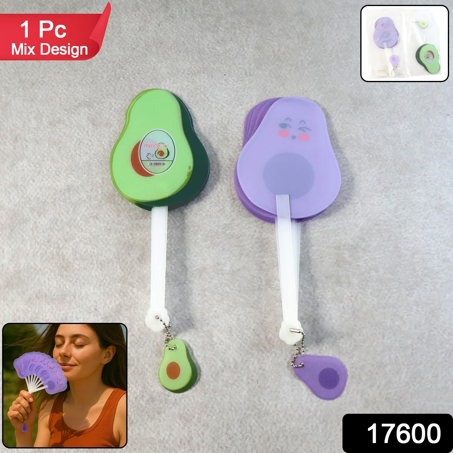 Foldable Pocket Fan with Keychain (1 Pc) - Image 2