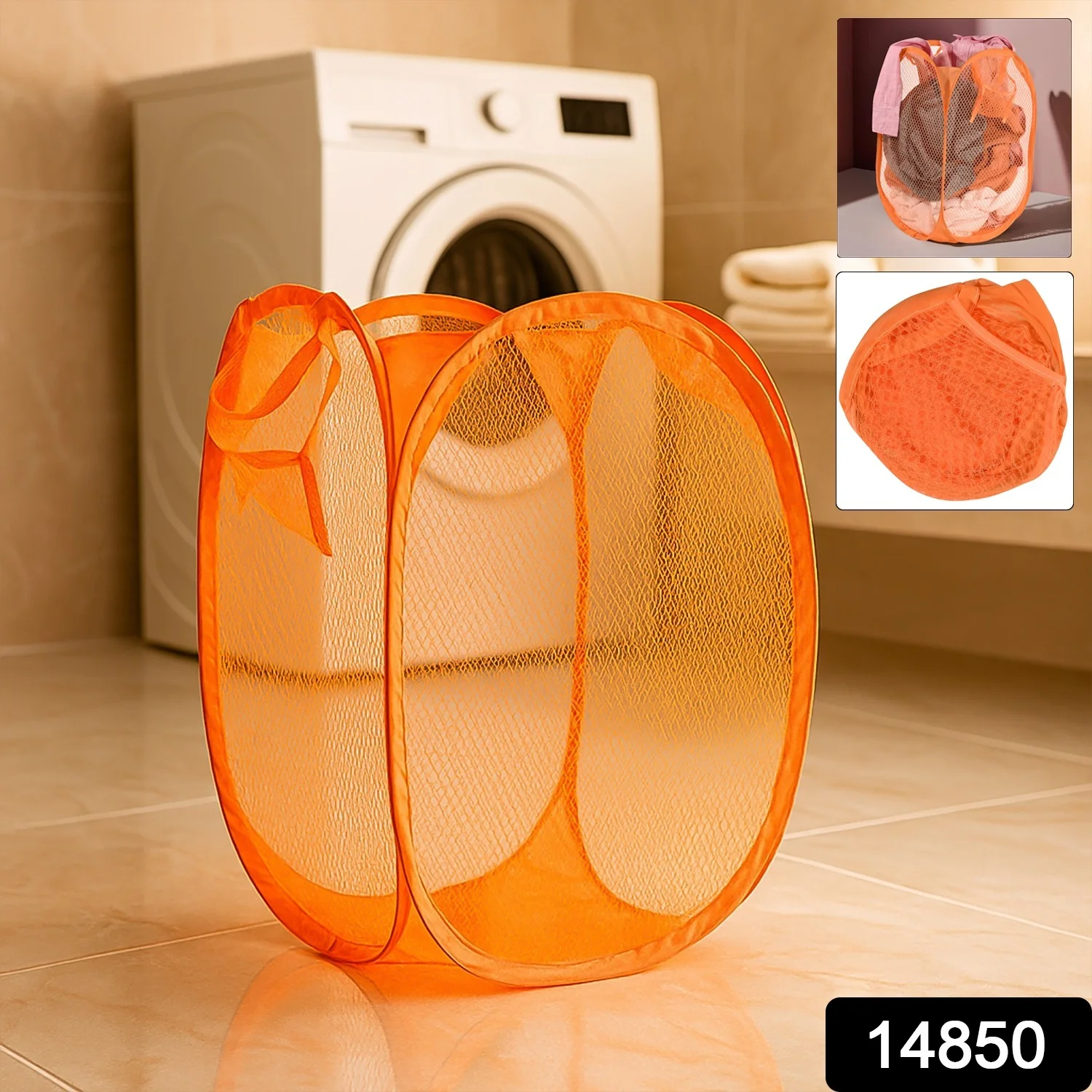 Foldable Pop-Up Mesh Laundry Basket Hamper (1 Pc) - Image 2