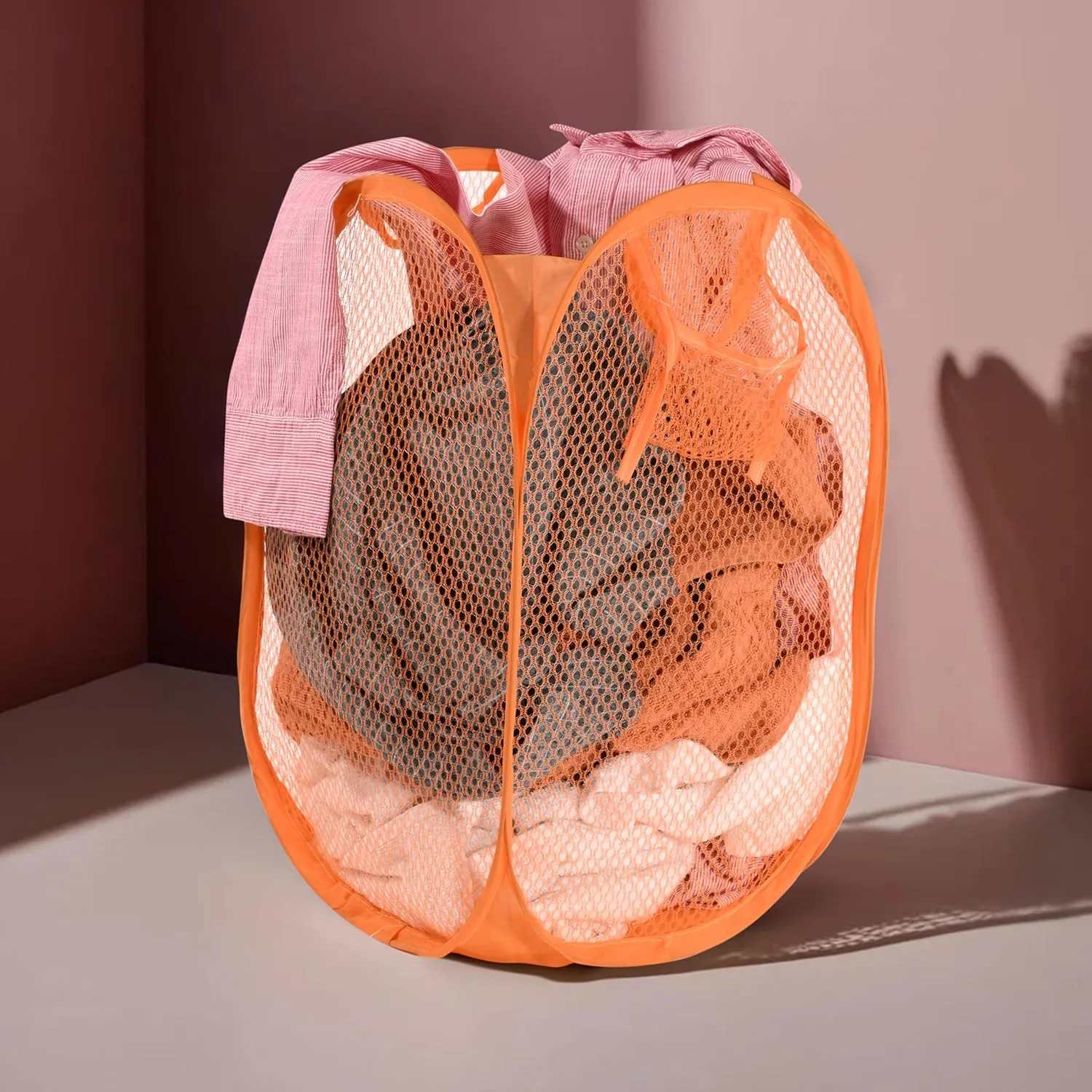 Foldable Pop-Up Mesh Laundry Basket Hamper (1 Pc) - Image 6