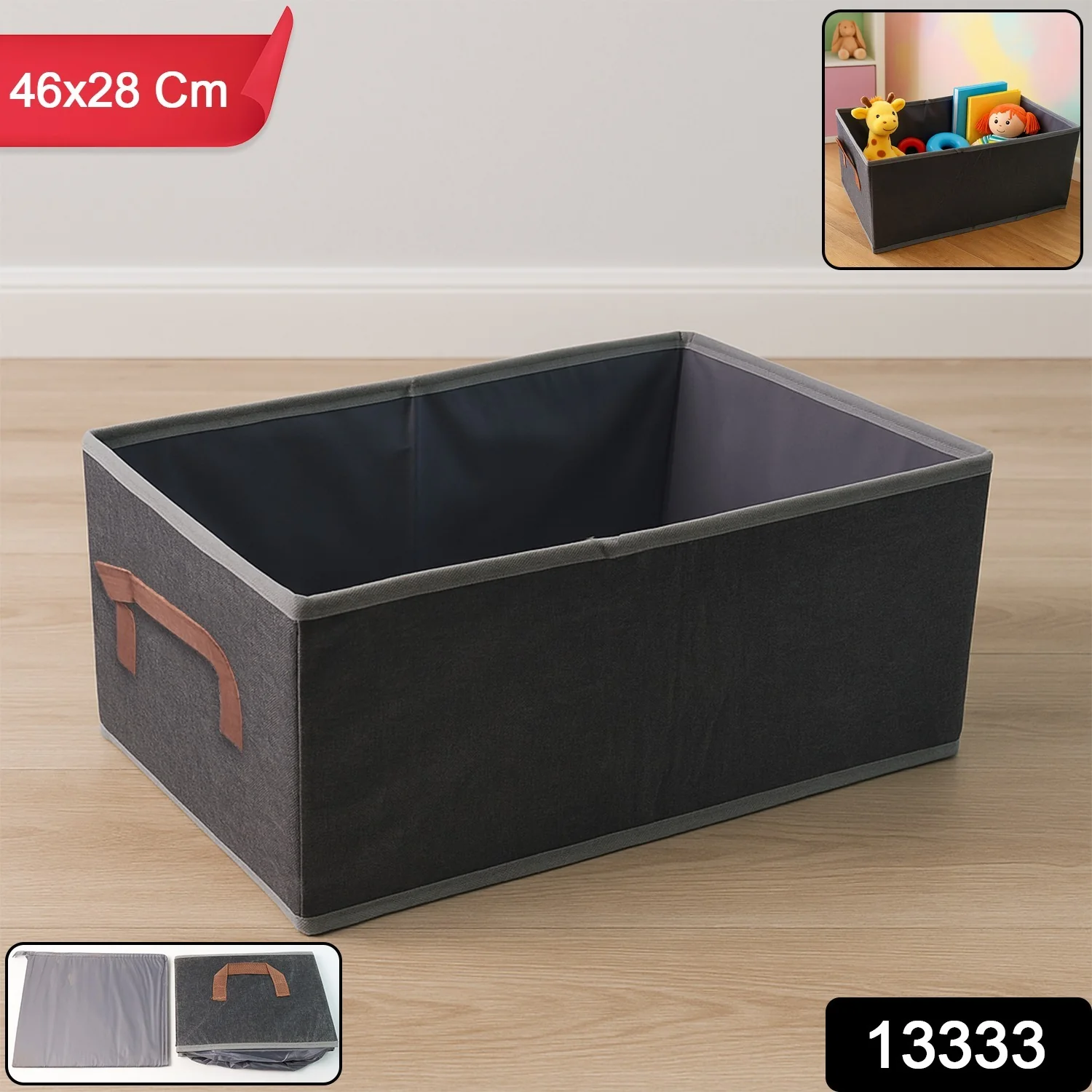 Foldable Rectangular Storage Box with Handle (46x28 cm / 1 Pc) - Image 2