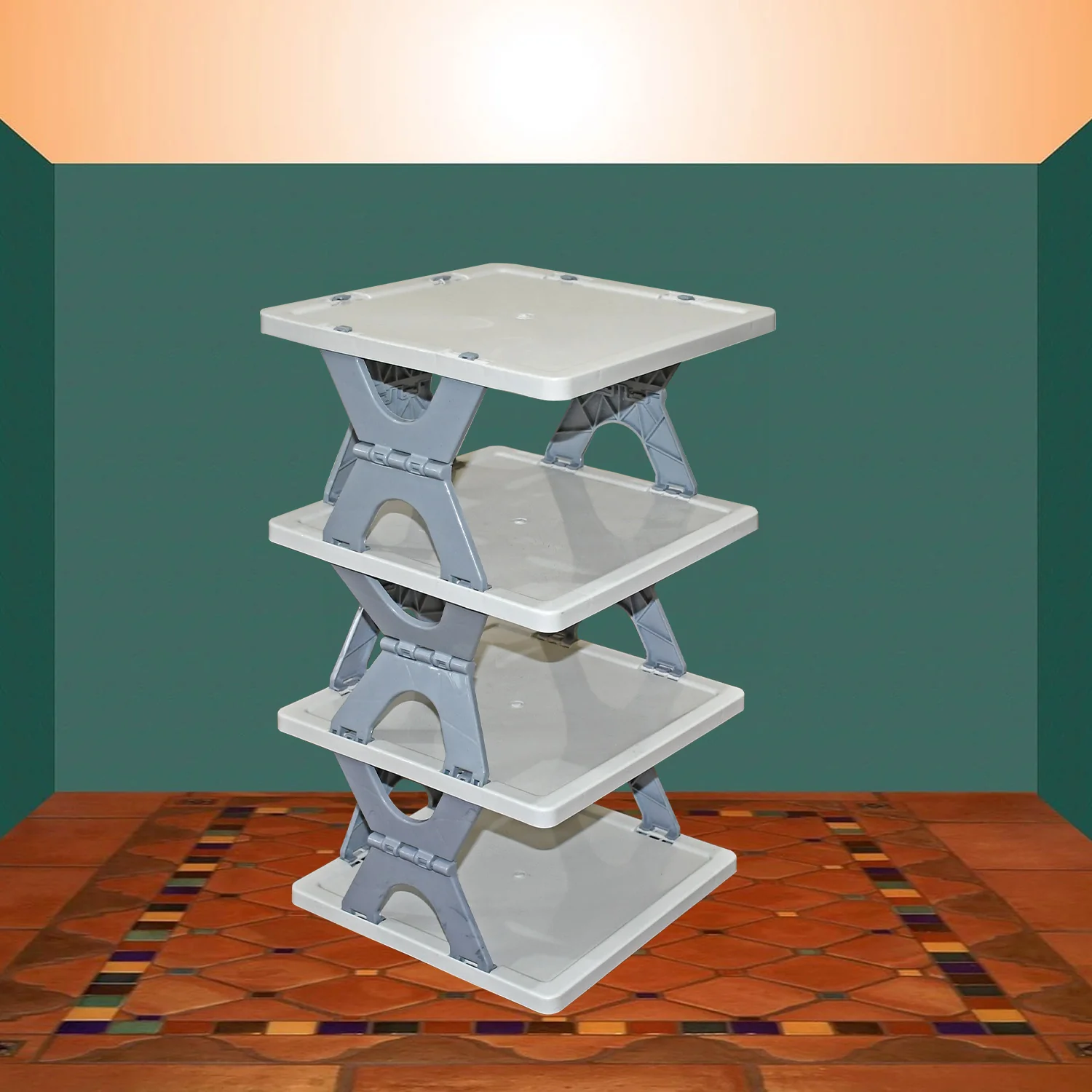 Foldable Shoe Rack (1 Pc, 4 Layers): Space-Saving, Entryway Storage - Image 5