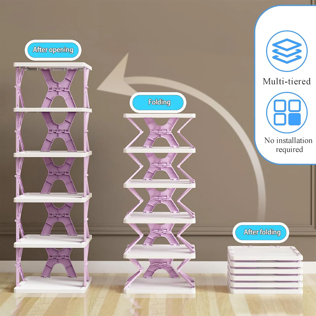 Foldable Shoe Rack (1 Pc, 8 Layers): Space-Saving, Entryway Storage - Image 3