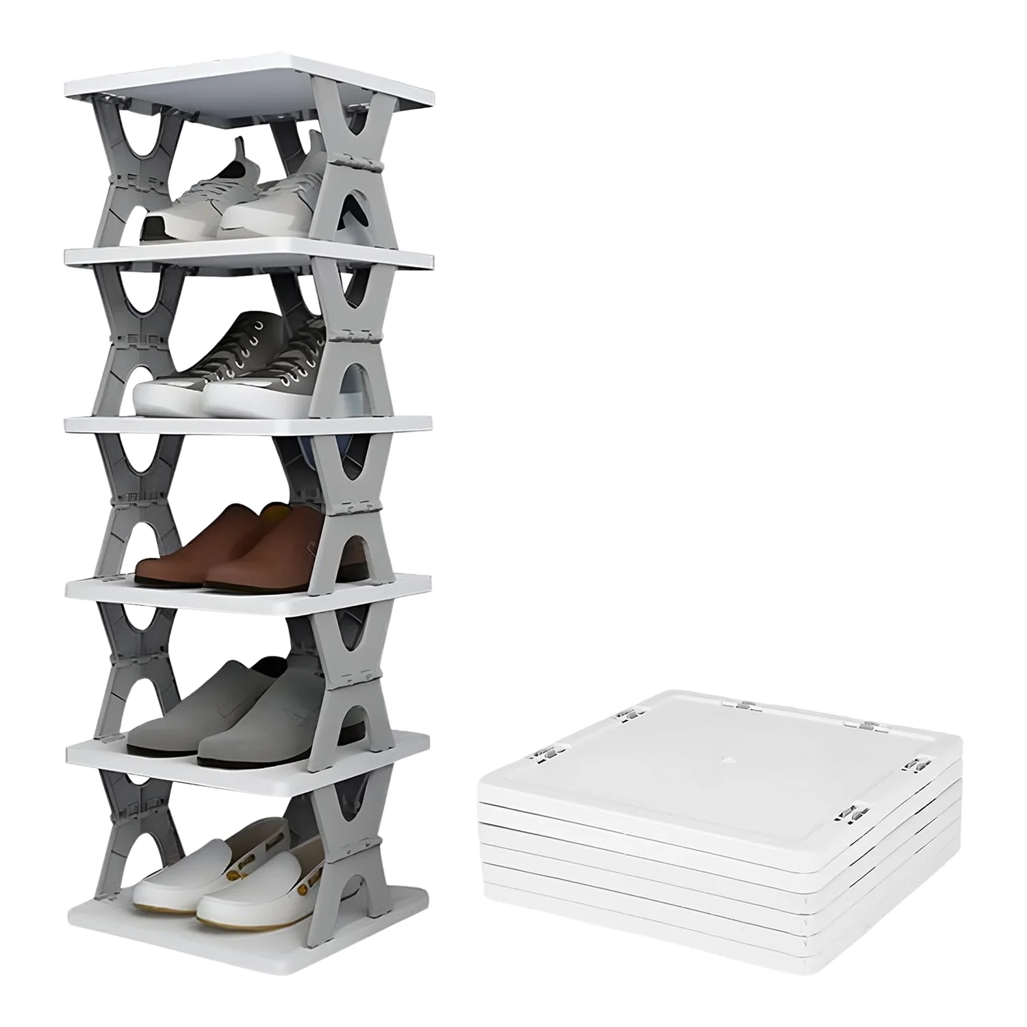 Foldable Shoe Rack (1 Pc, 6 Layers): Space-Saving, Entryway Storage - Image 5