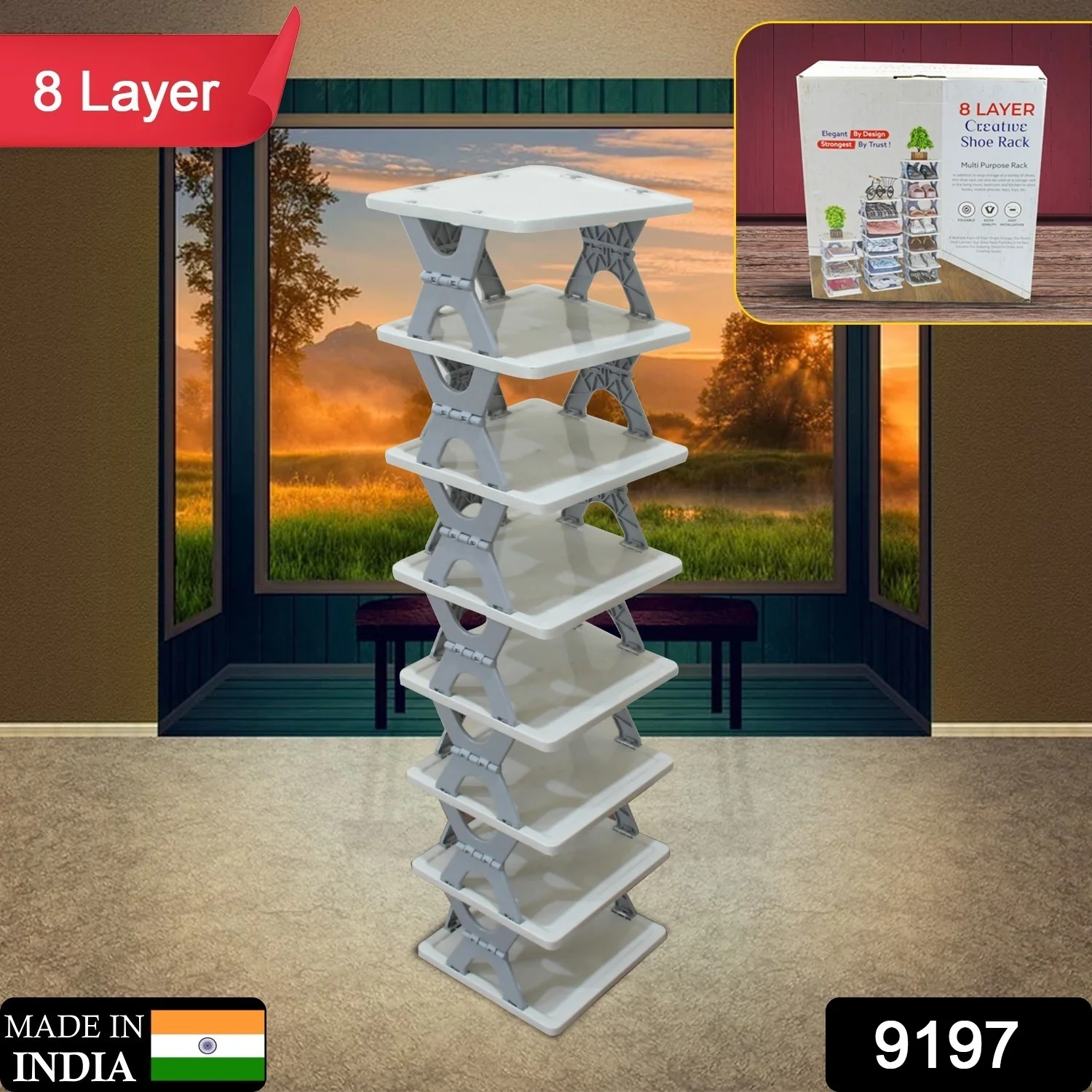 Foldable Shoe Rack (1 Pc, 8 Layers): Space-Saving, Entryway Storage - Image 7