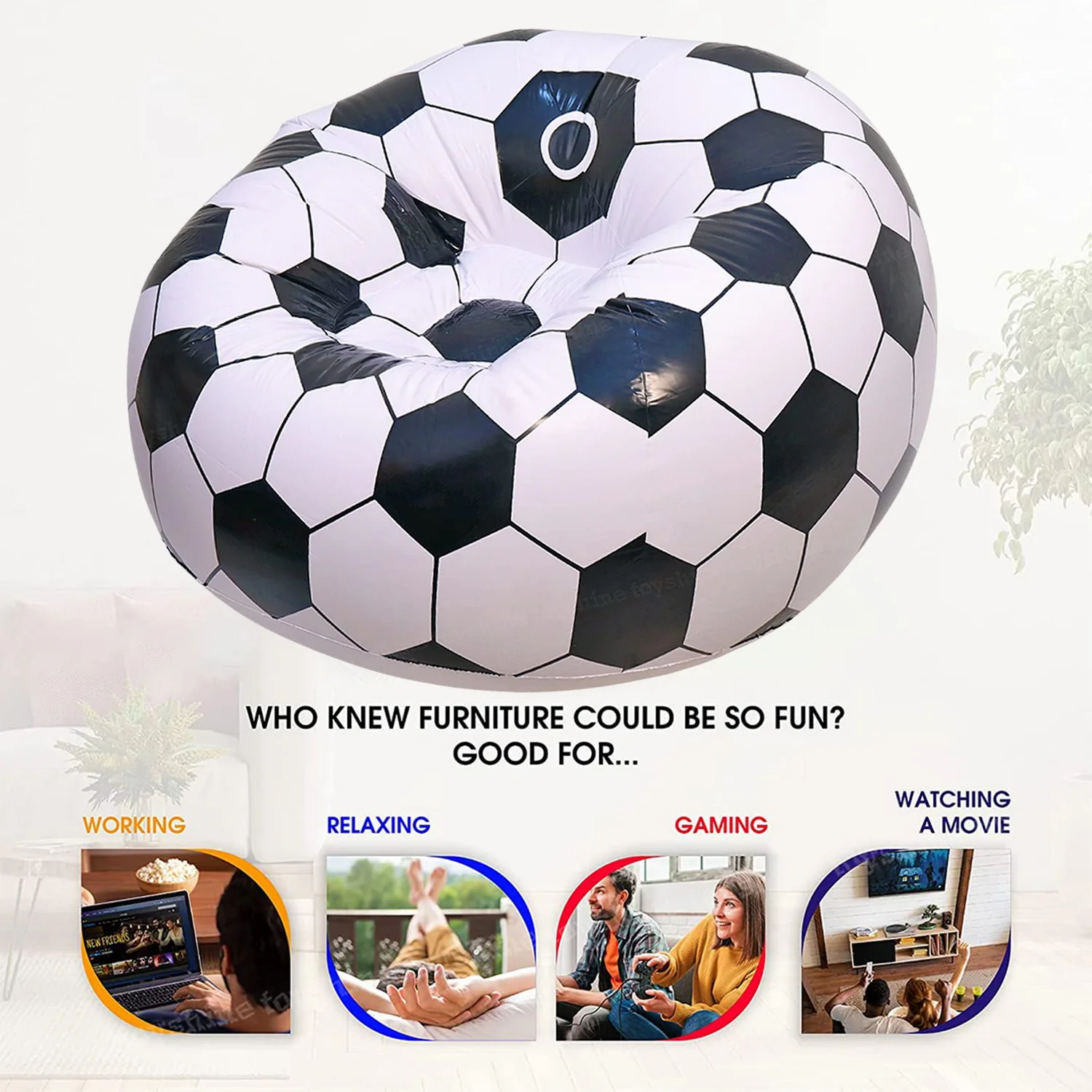 Foldable Cartoon Style Folding Chair Ball Chair Sofa for Adults Kids 110×80 cm - Image 3