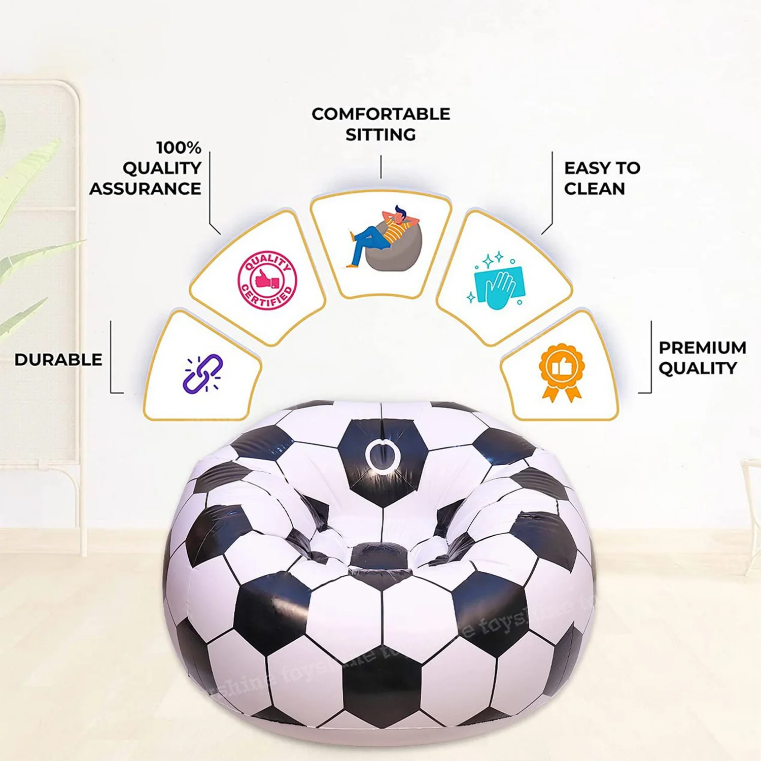 Foldable Cartoon Style Folding Chair Ball Chair Sofa for Adults Kids 110×80 cm - Image 4
