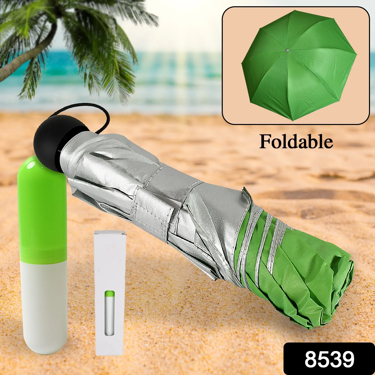 3 Fold Sun Protective Solid Foldable Outdoor Umbrella - Image 2