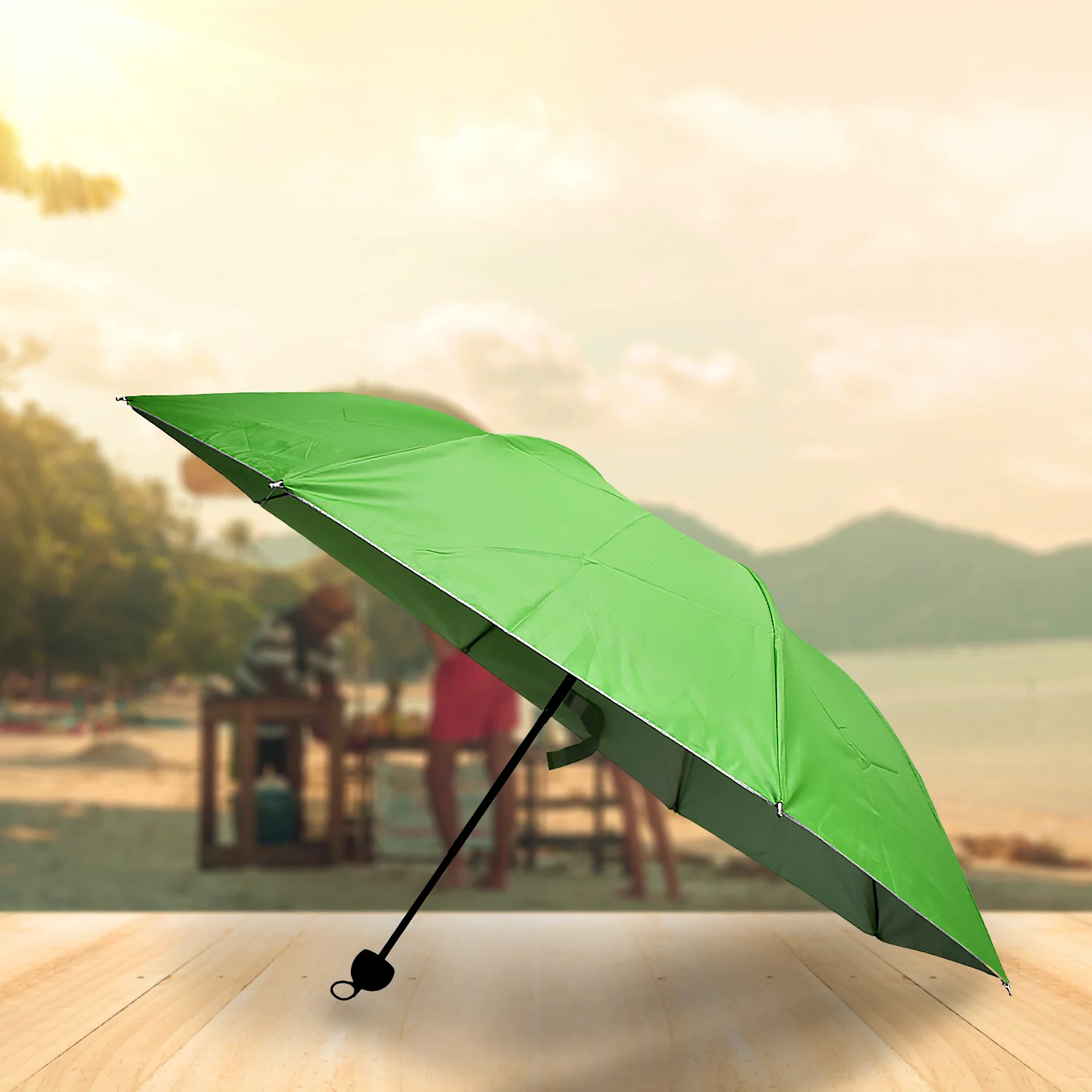3 Fold Sun Protective Solid Foldable Outdoor Umbrella - Image 3