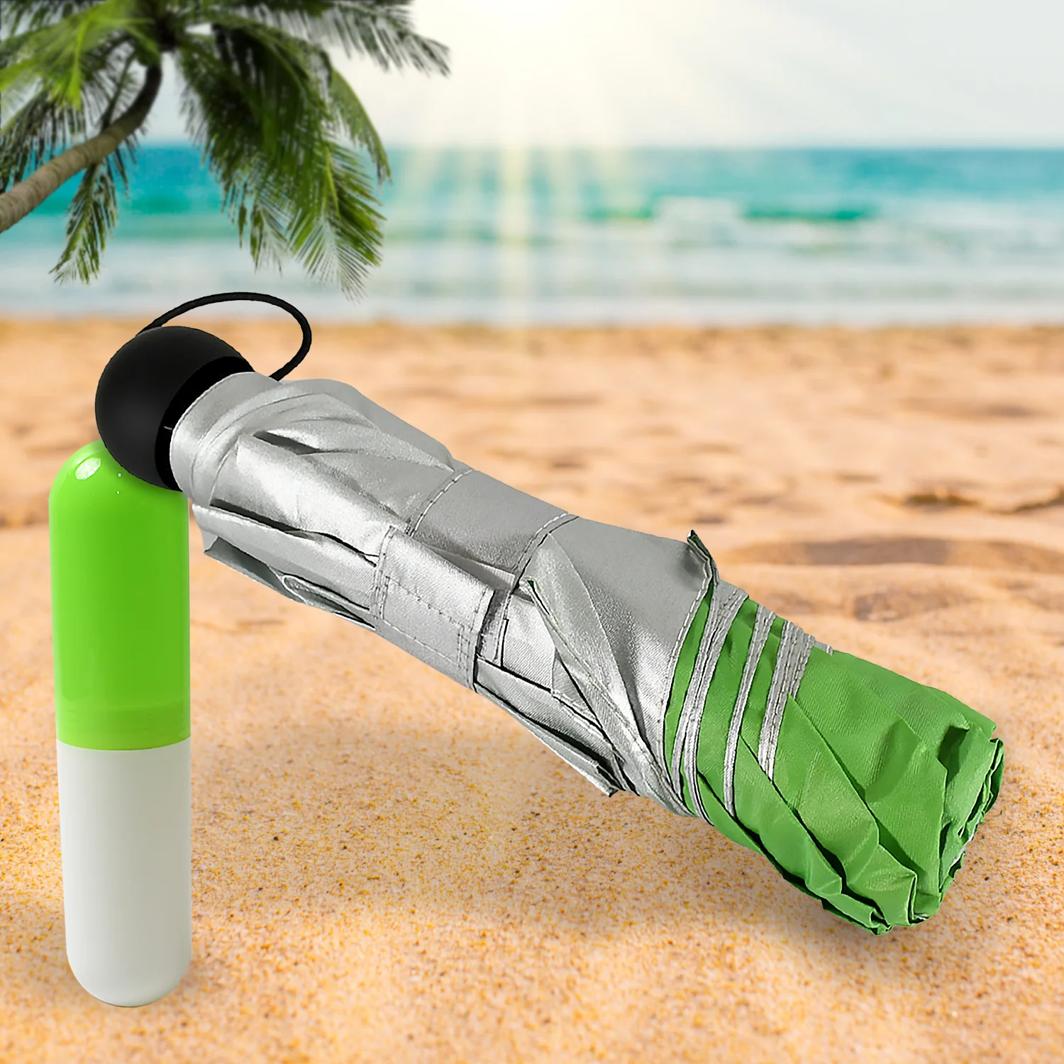 3 Fold Sun Protective Solid Foldable Outdoor Umbrella - Image 6