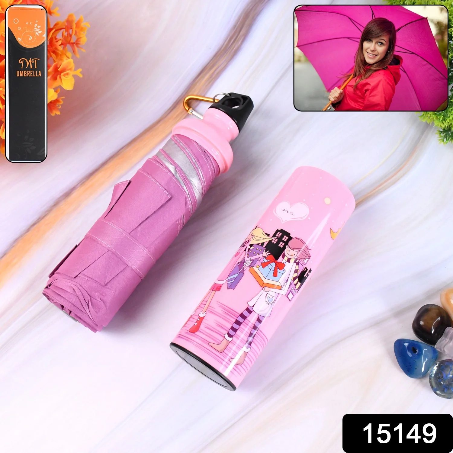 4 Fold Foldable Bottle Summer Umbrella for On-the-Go (1 Pc / Mix Color) - Image 2