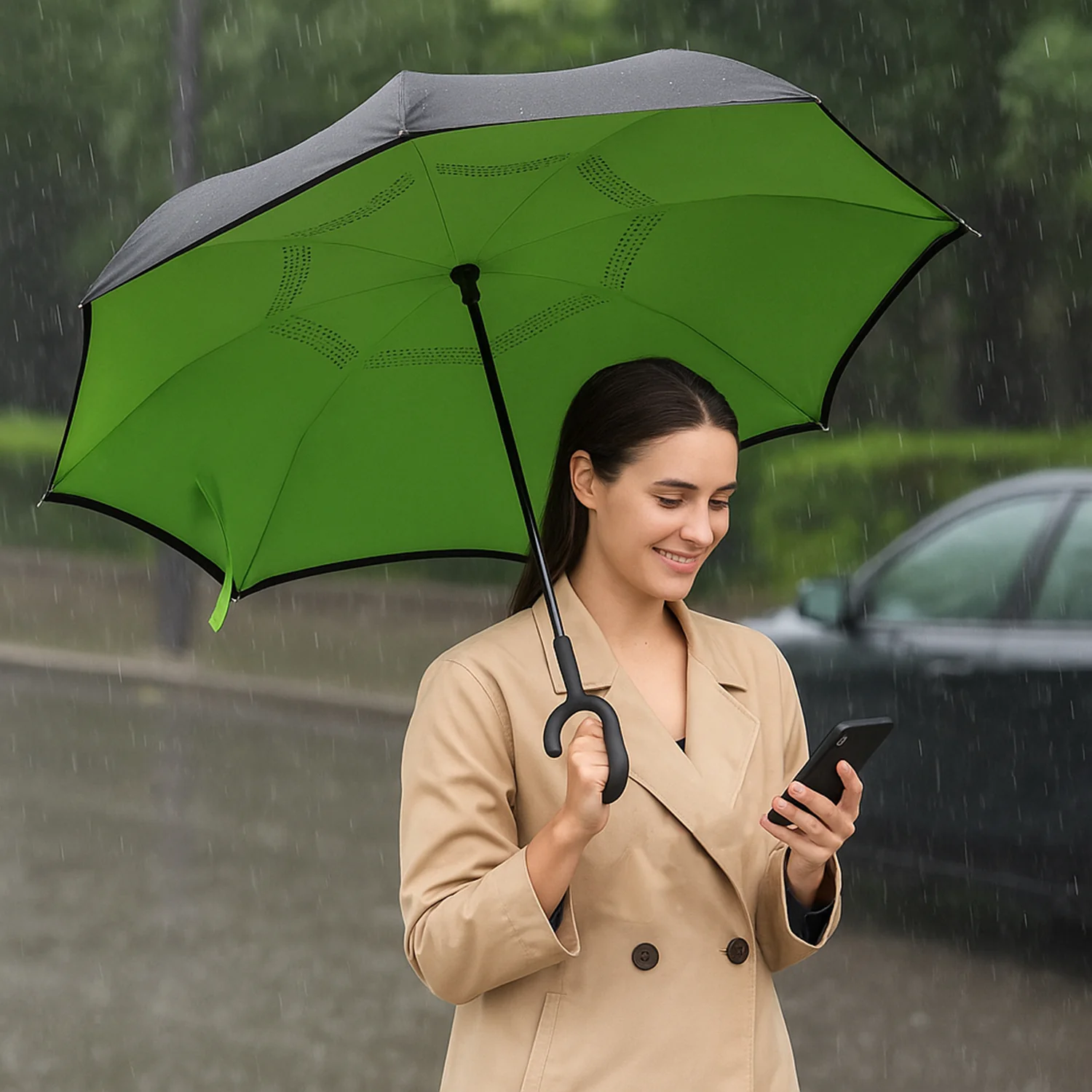 Foldable UV & Rain Umbrella with C-Shaped Handle – Kids (1 Pc / Mix Color) - Image 13