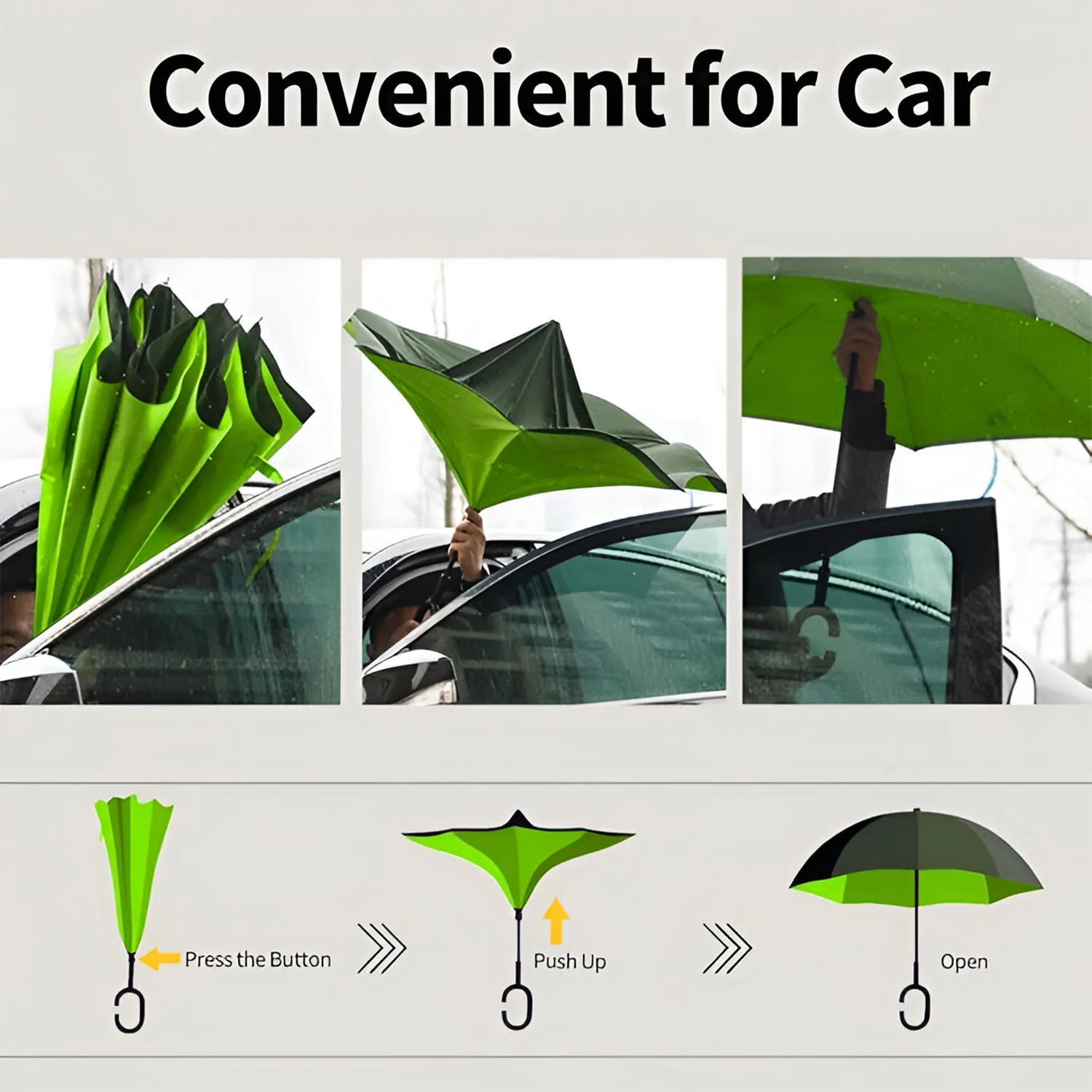 Foldable UV & Rain Umbrella with C-Shaped Handle – Kids (1 Pc / Mix Color) - Image 4