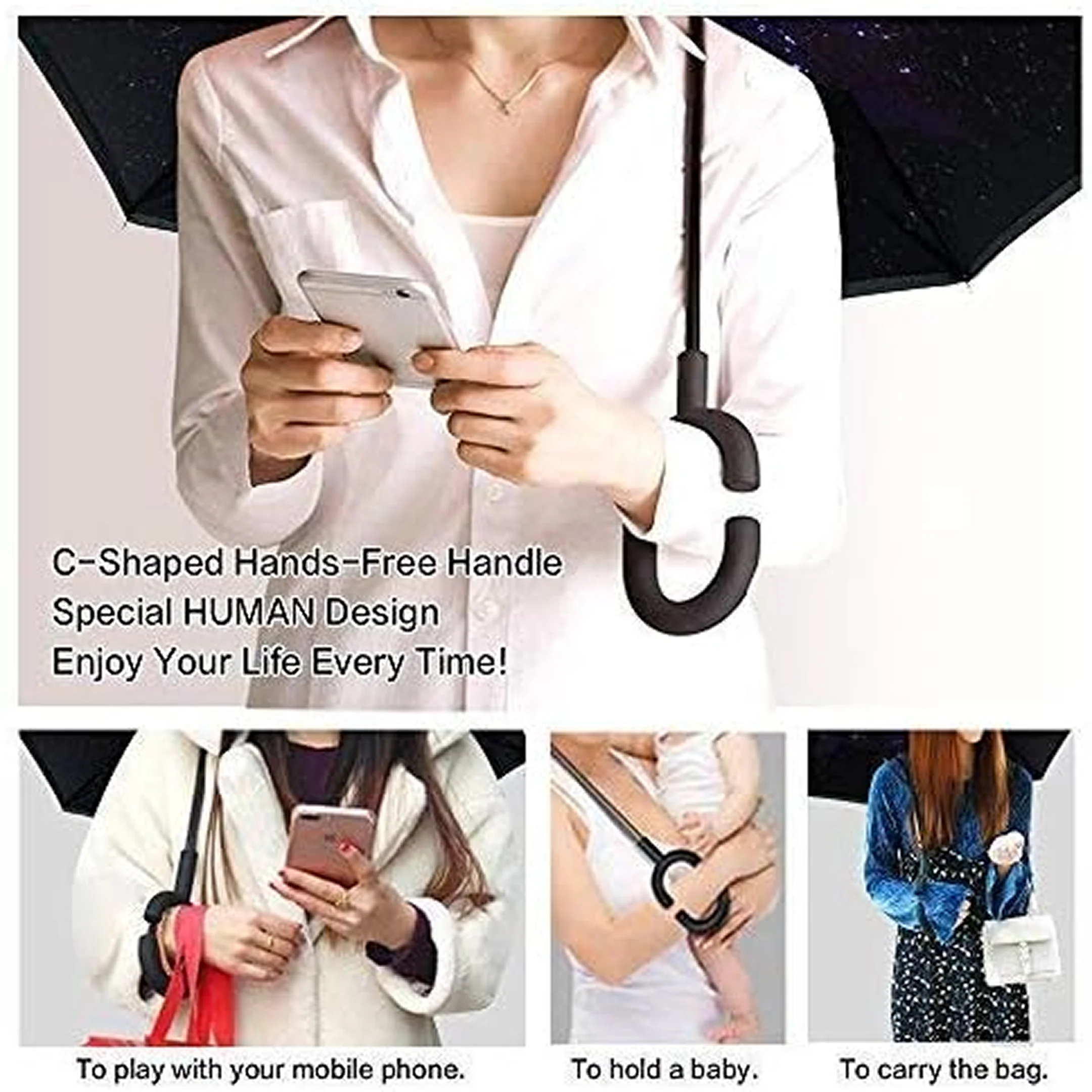 Foldable UV & Rain Umbrella with C-Shaped Handle – Kids (1 Pc / Mix Color) - Image 5