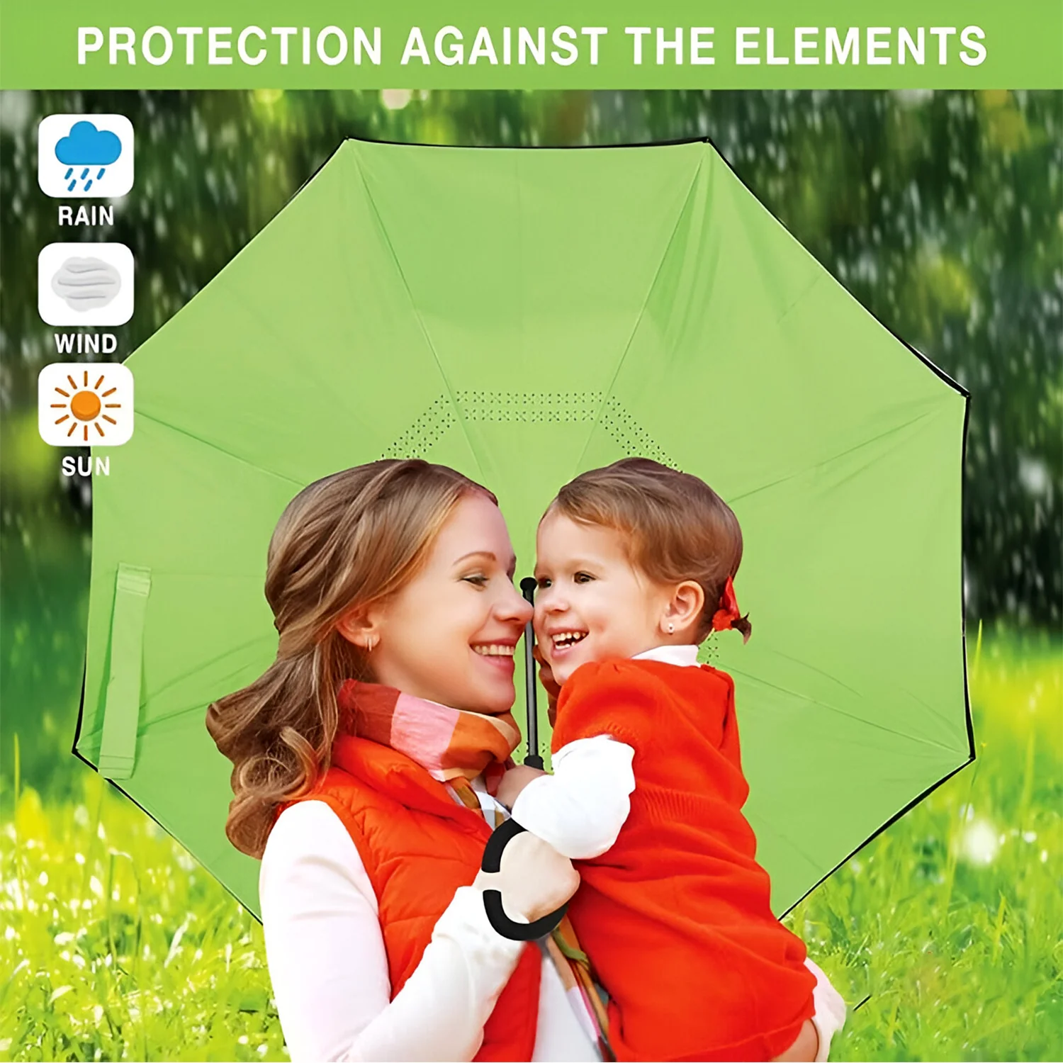 Foldable UV & Rain Umbrella with C-Shaped Handle – Kids (1 Pc / Mix Color) - Image 8