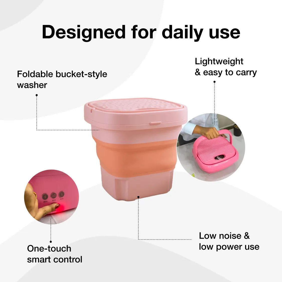 Portable Washing Machine, Foldable Washer and Dryer Combo (1 Set / Mix Color) - Image 3