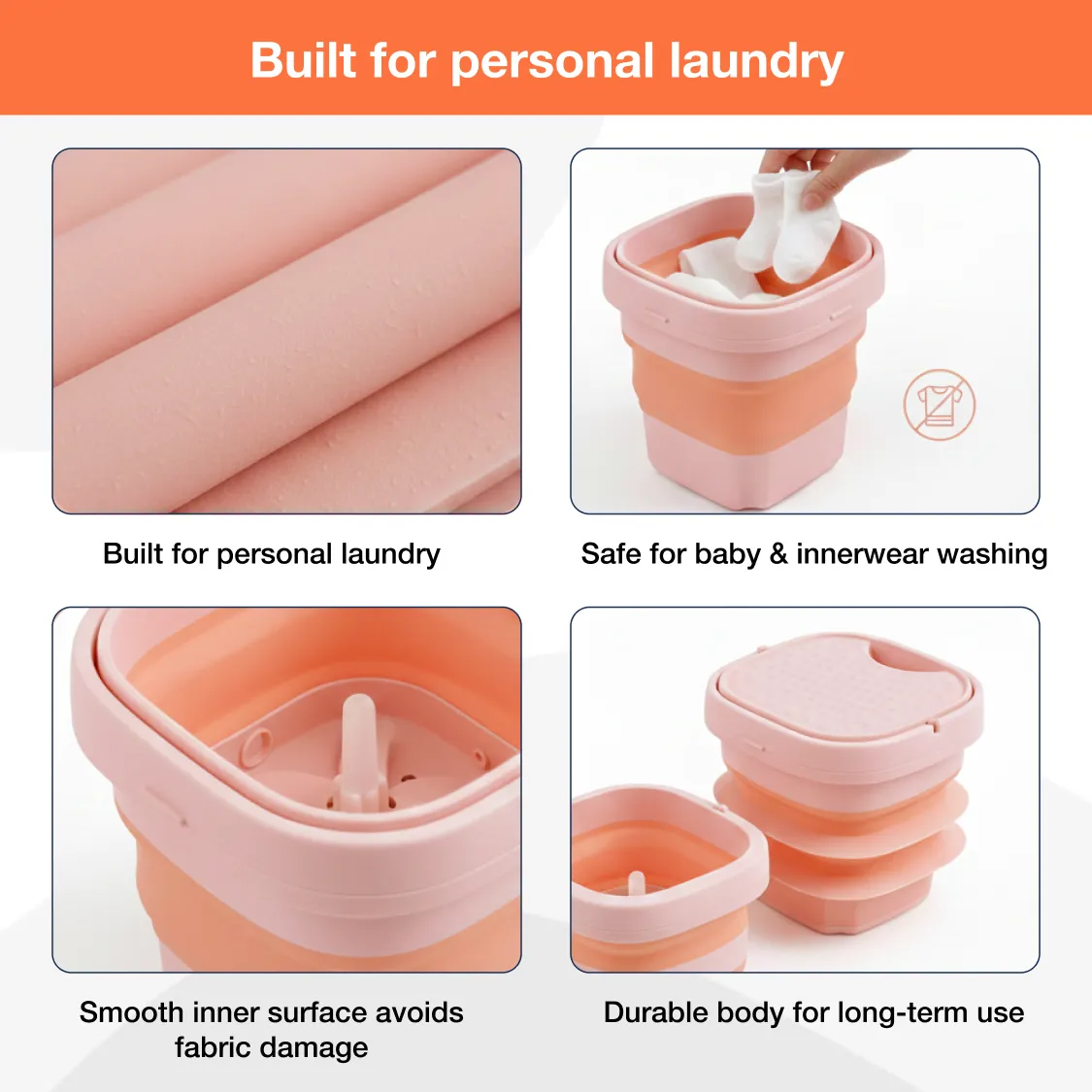 Portable Washing Machine, Foldable Washer and Dryer Combo (1 Set / Mix Color) - Image 4