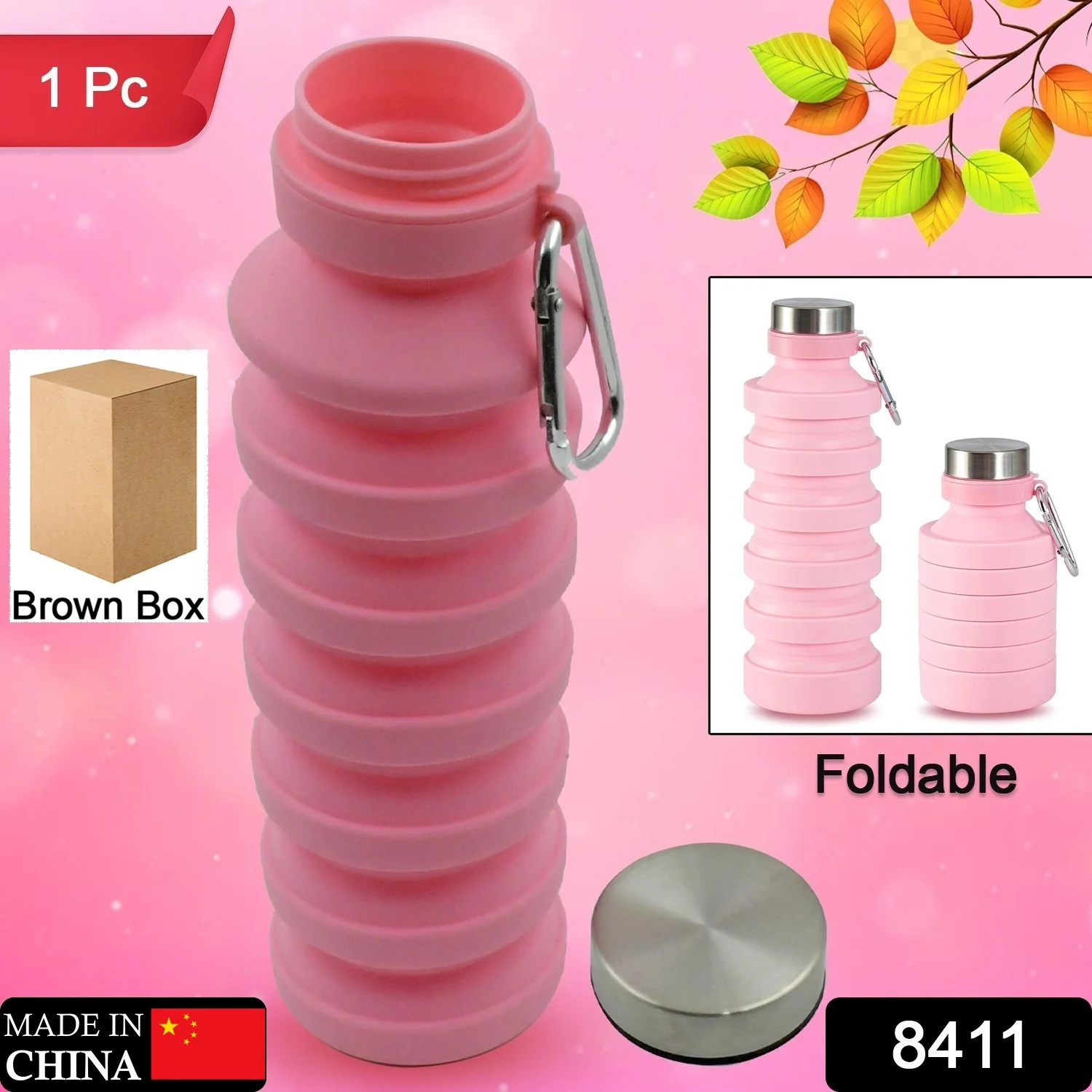 Foldable Silicone Leak Proof Sports Travel Water Bottle for  Gym Hiking 1 Pc 24 cm - Image 2
