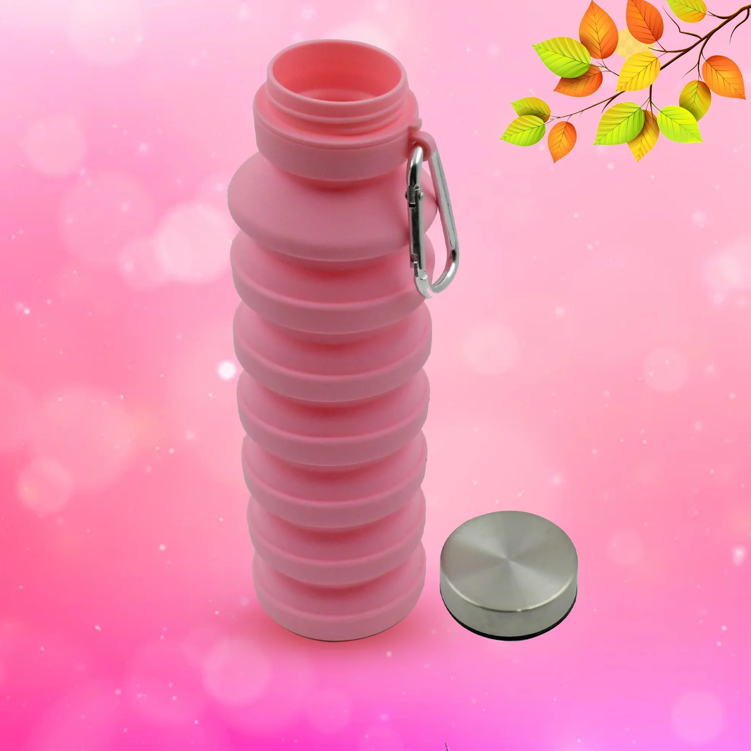 Foldable Silicone Leak Proof Sports Travel Water Bottle for  Gym Hiking 1 Pc 24 cm - Image 3