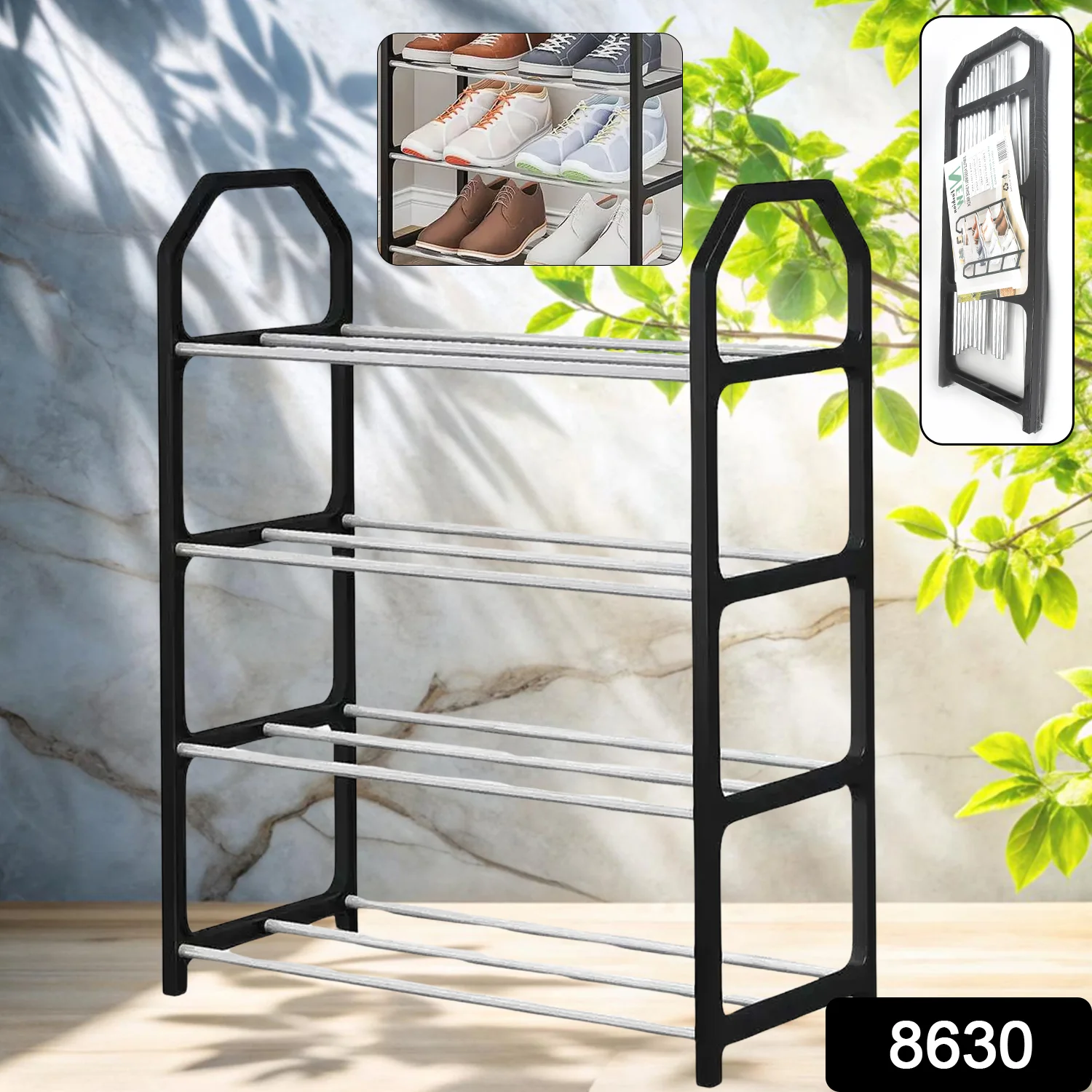 4 Layer Space‑saving Shoes Show Rack Folding Shoe Rack (1 Pc) - Image 2