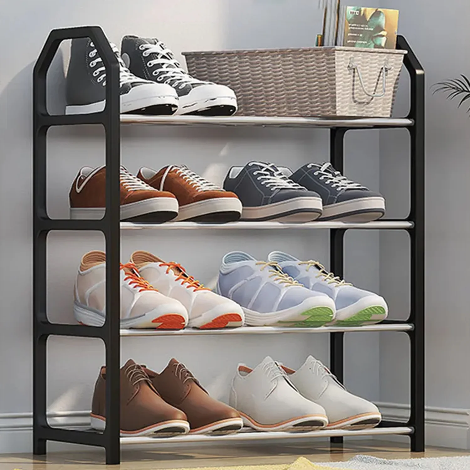 4 Layer Space‑saving Shoes Show Rack Folding Shoe Rack (1 Pc) - Image 3