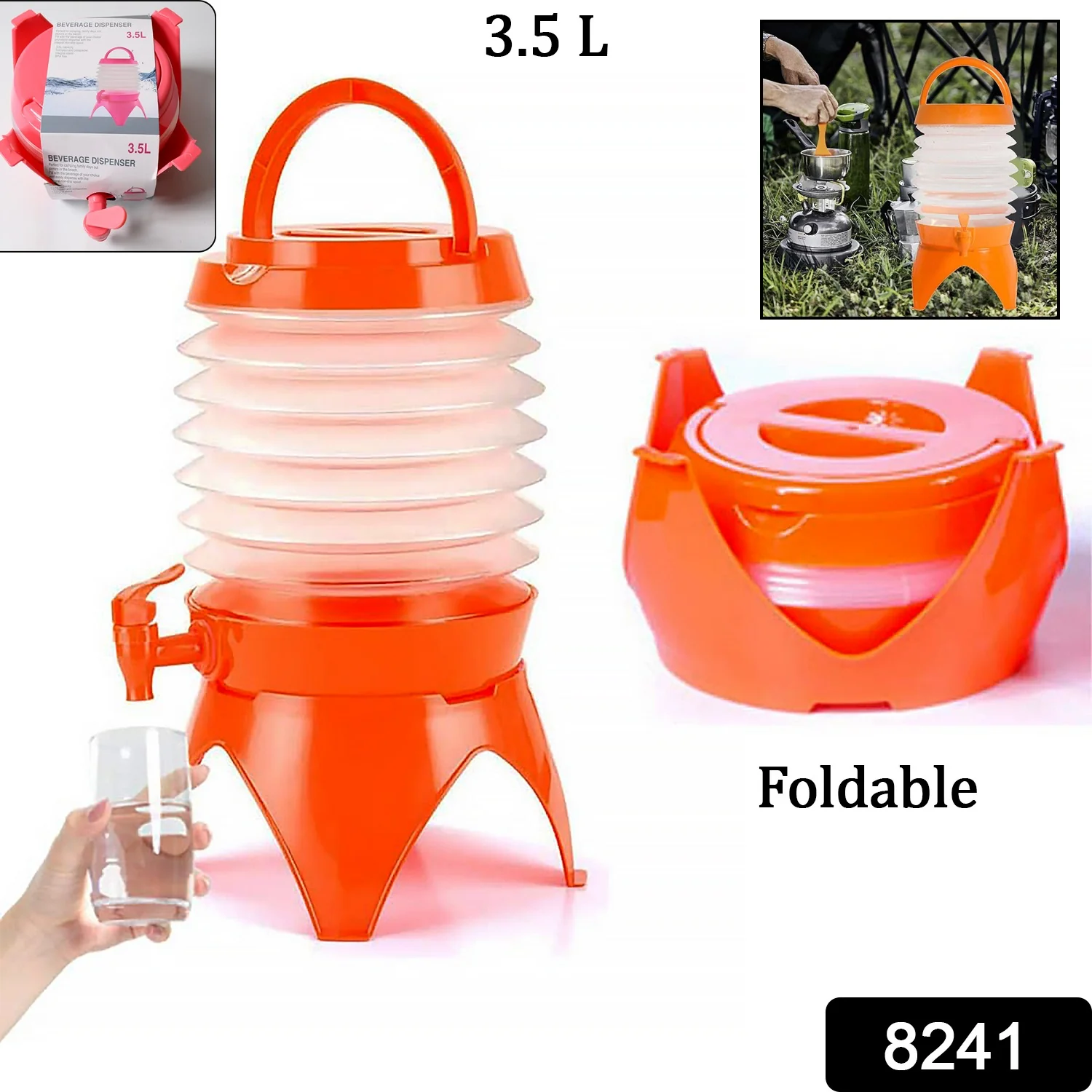 Collapsible Beverage Container with Tap Cold Drink Dispenser 3.5L Multicolor - Image 2