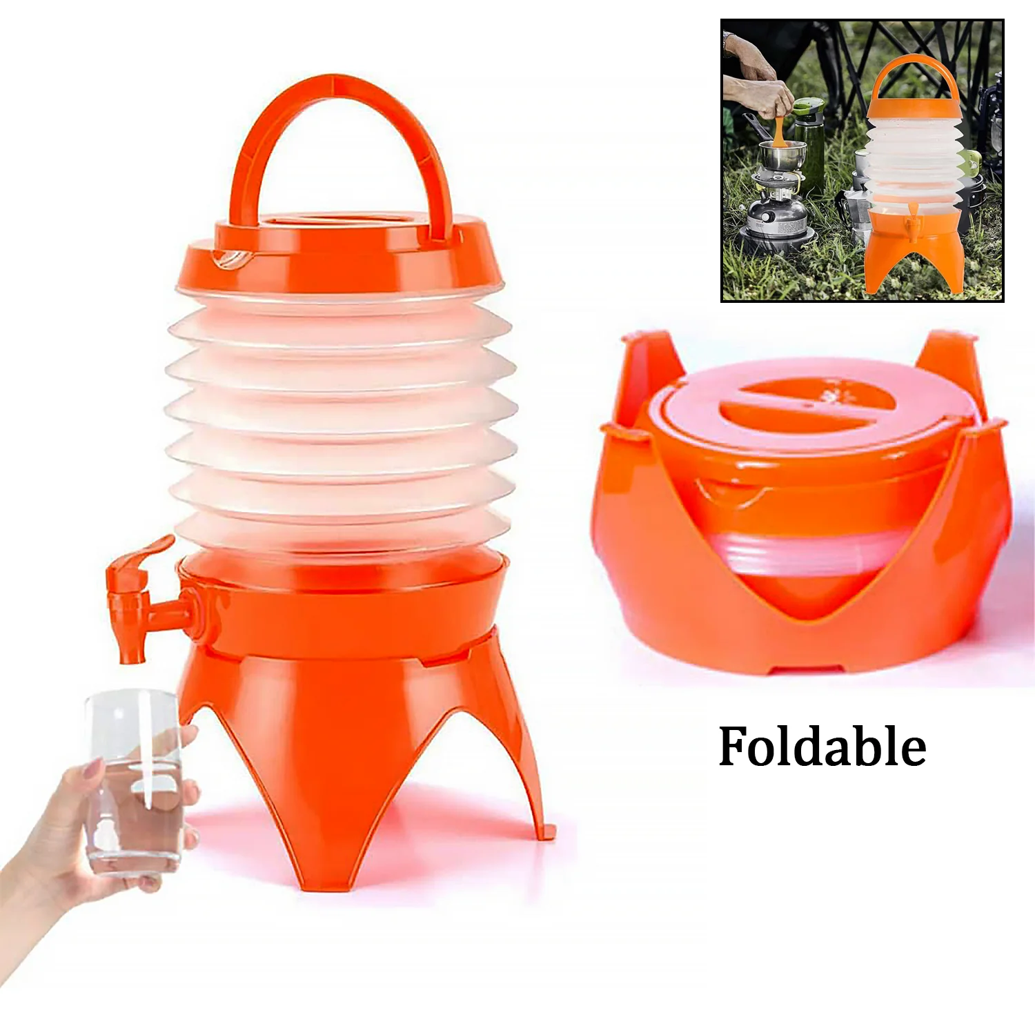 Collapsible Beverage Container with Tap Cold Drink Dispenser 3.5L Multicolor - Image 3