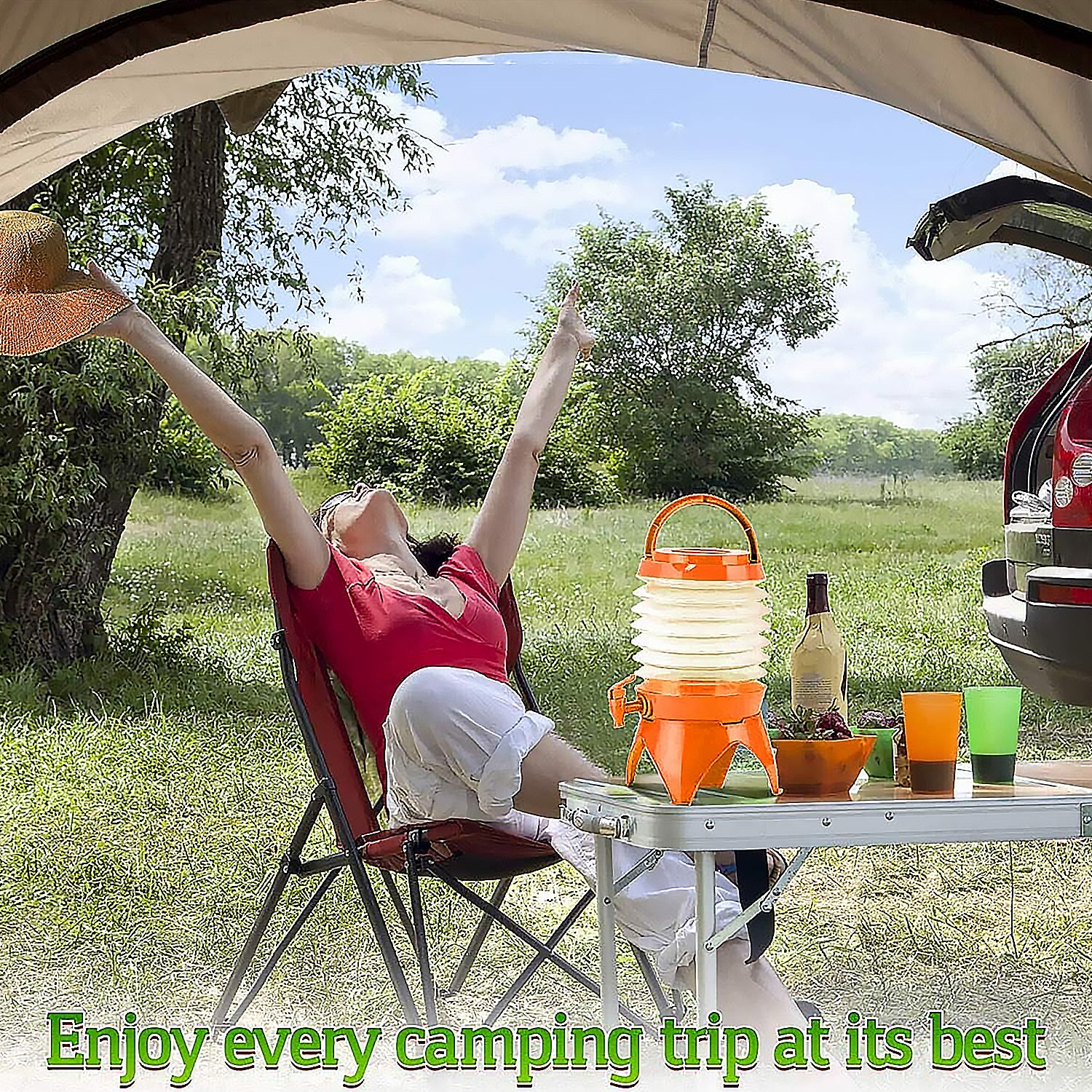 Collapsible Beverage Container with Tap Cold Drink Dispenser 3.5L Multicolor - Image 4