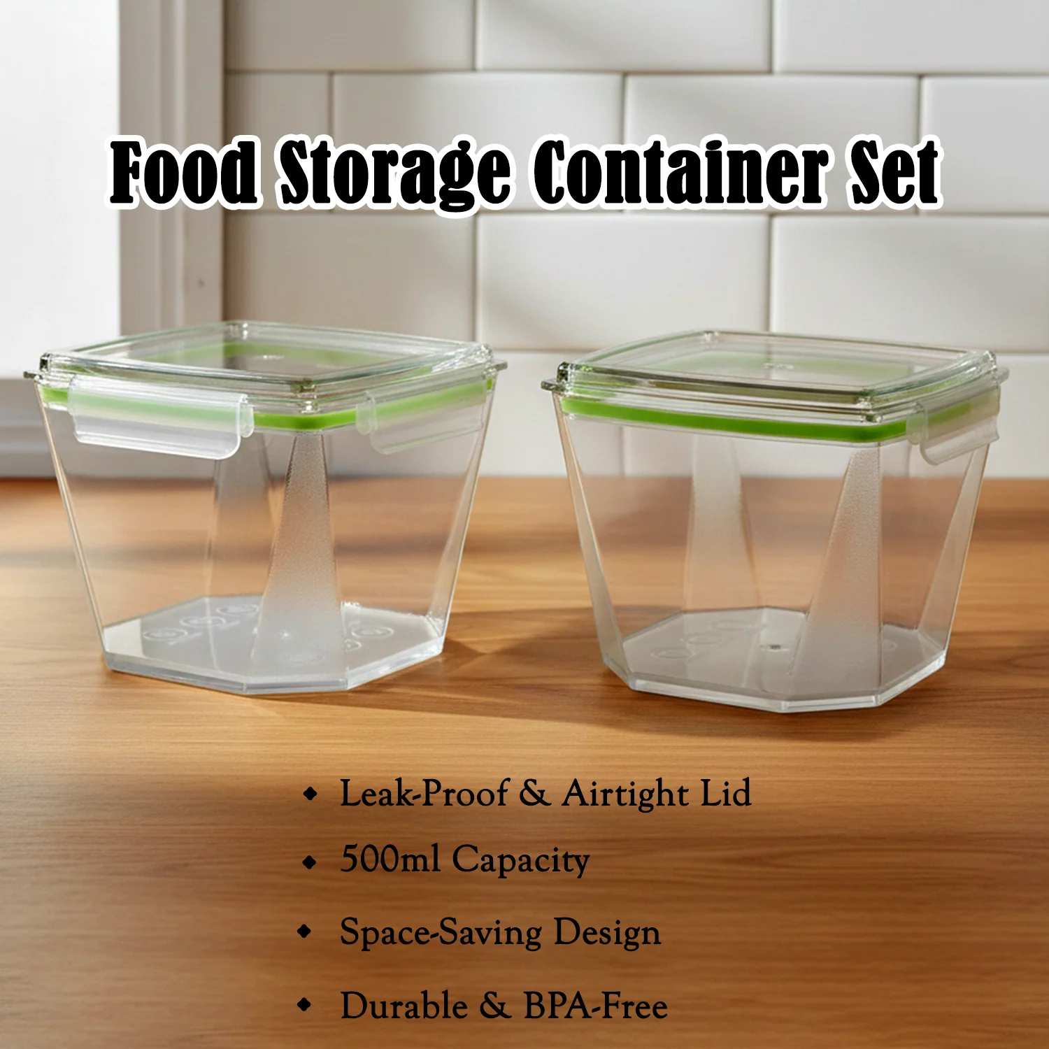 Food Storage Container Set with Leak-Proof Lid (500 ML / 2 Pc) - Image 4