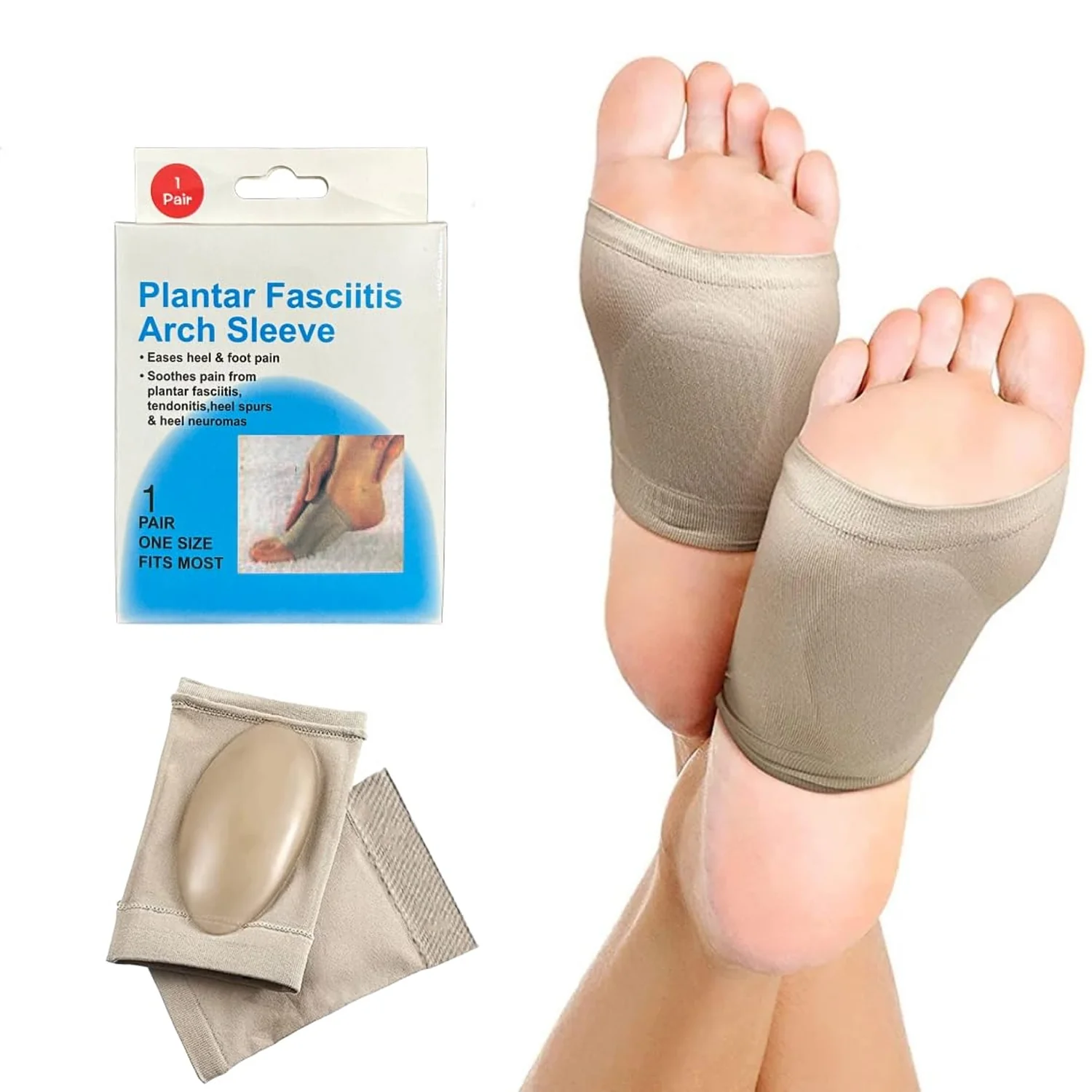 Foot Arch Support for Men & Women | Medial Arch Support for Flat Feet Correction Sleeve with Cushion | Plantar Fasciitis Leg Foot Pain Relief Product | Foot Care for Orthopedic Shoes Slippers, (1 Pair) - Image 2