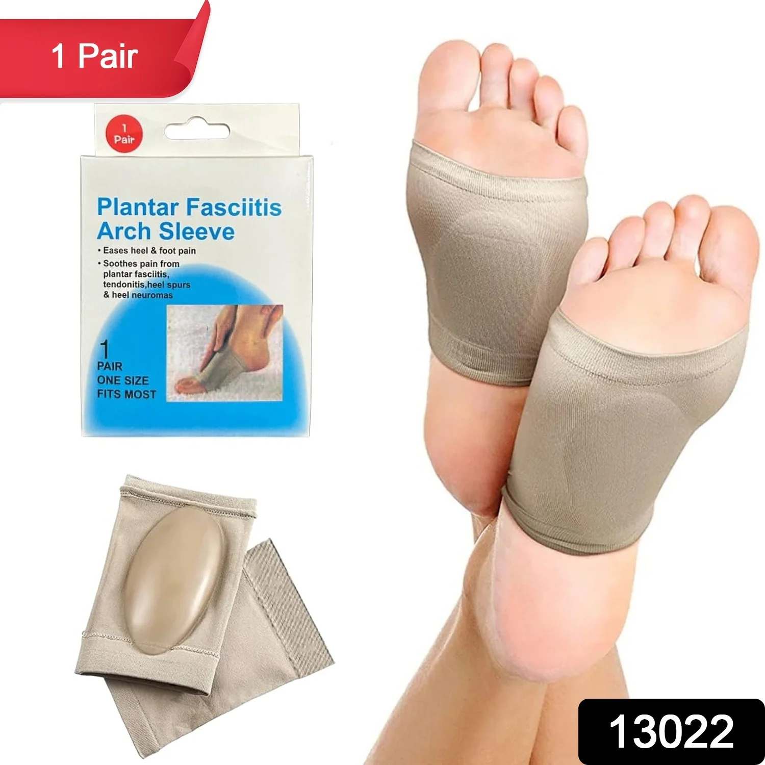 Foot Arch Support for Men & Women | Medial Arch Support for Flat Feet Correction Sleeve with Cushion | Plantar Fasciitis Leg Foot Pain Relief Product | Foot Care for Orthopedic Shoes Slippers, (1 Pair) - Image 3