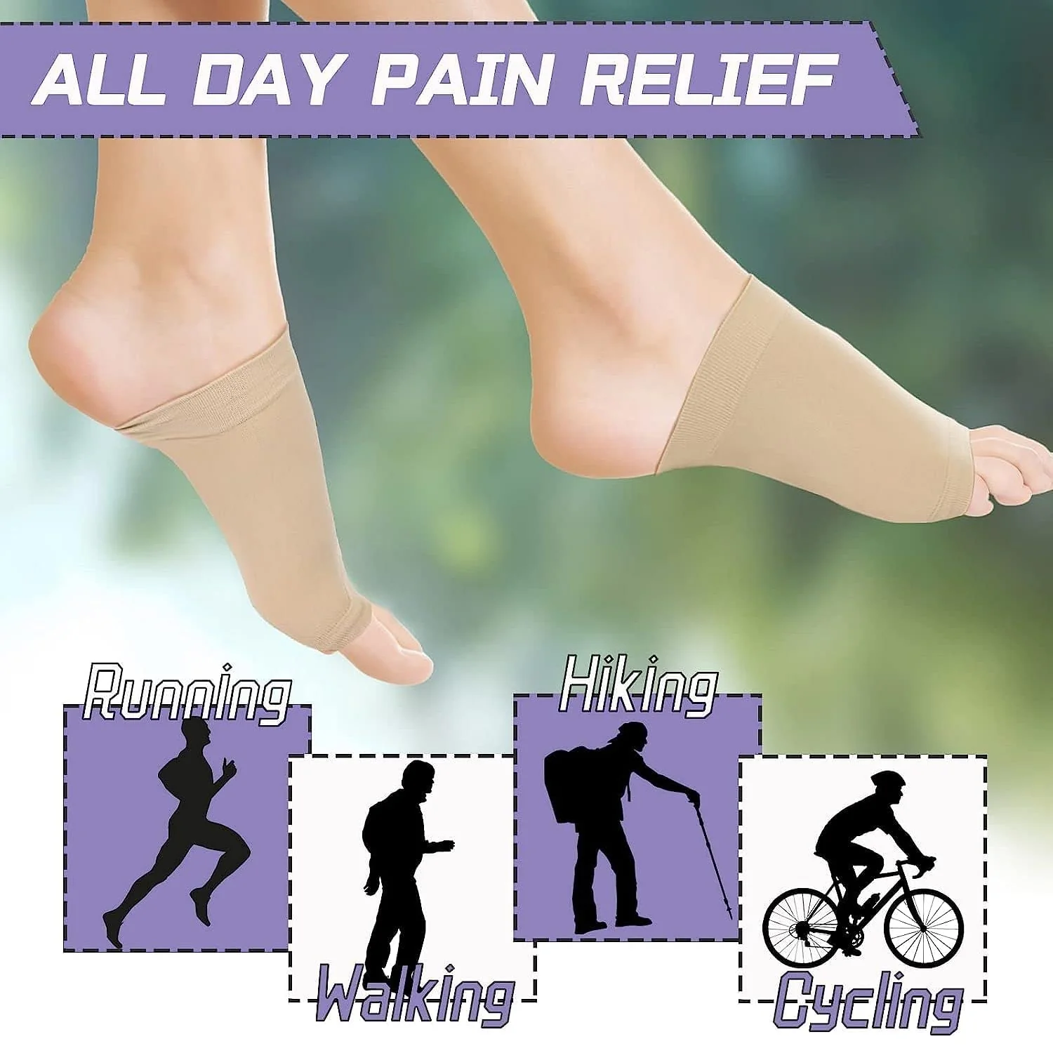 Foot Arch Support for Men & Women | Medial Arch Support for Flat Feet Correction Sleeve with Cushion | Plantar Fasciitis Leg Foot Pain Relief Product | Foot Care for Orthopedic Shoes Slippers, (1 Pair) - Image 4