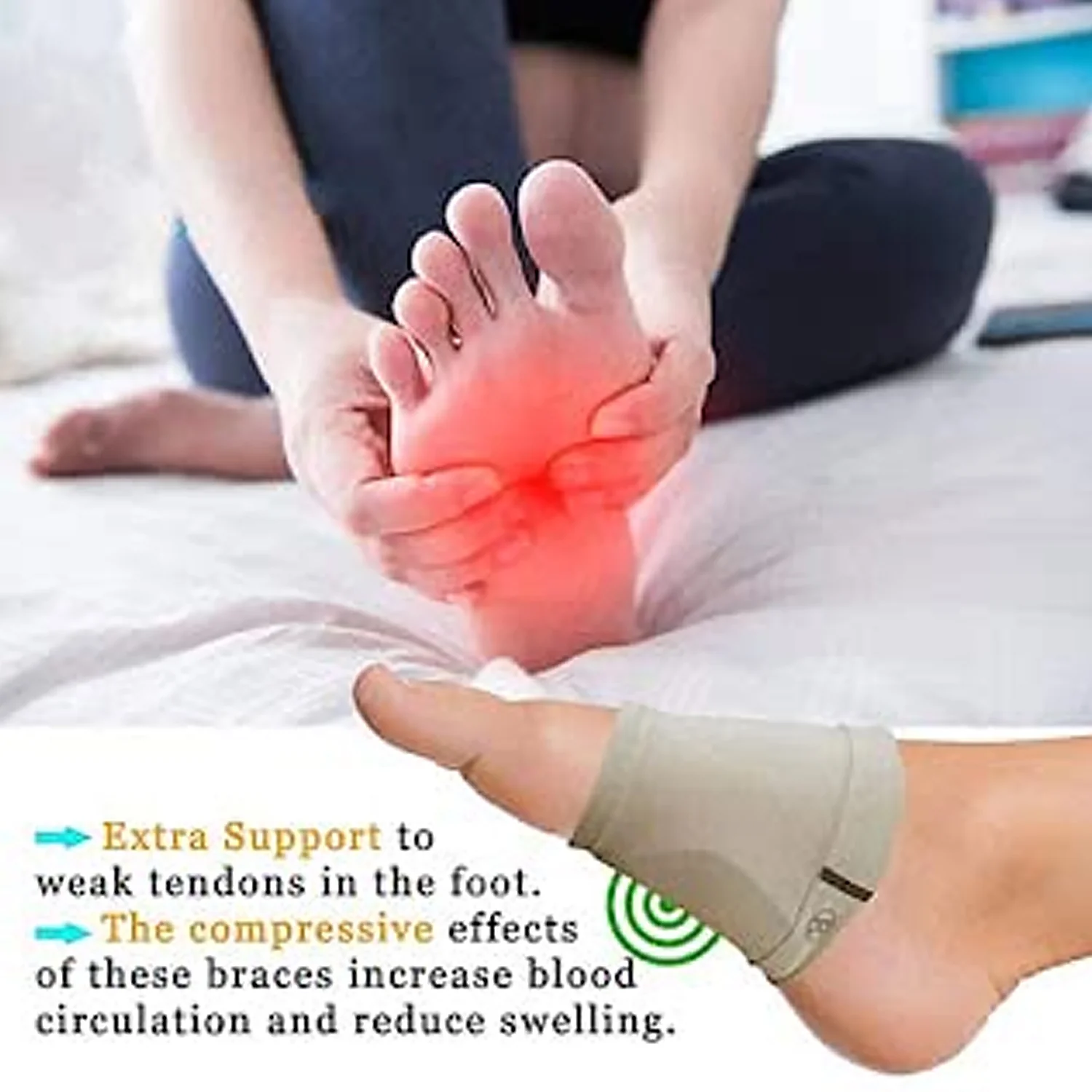 Foot Arch Support for Men & Women | Medial Arch Support for Flat Feet Correction Sleeve with Cushion | Plantar Fasciitis Leg Foot Pain Relief Product | Foot Care for Orthopedic Shoes Slippers, (1 Pair) - Image 7