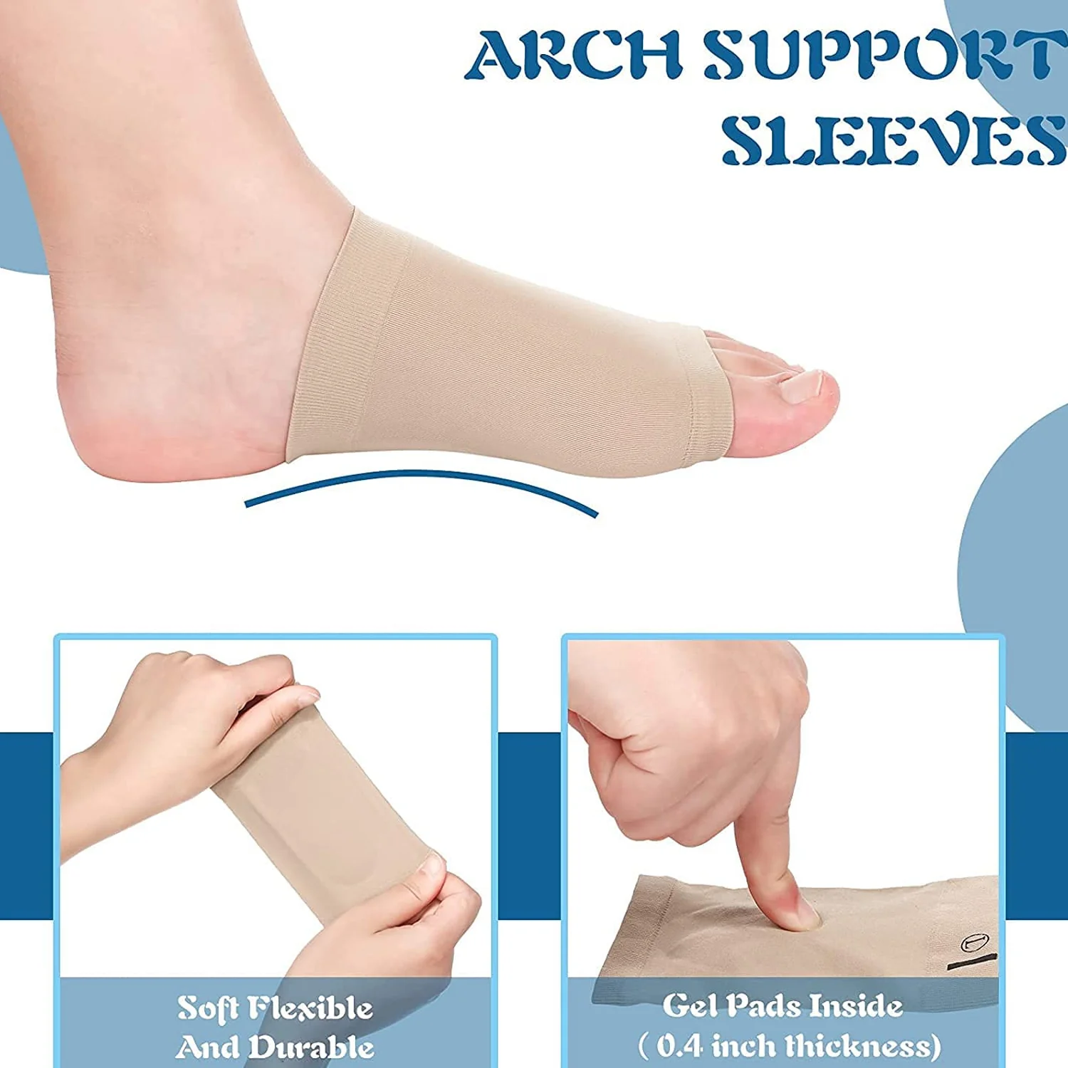 Foot Arch Support for Men & Women | Medial Arch Support for Flat Feet Correction Sleeve with Cushion | Plantar Fasciitis Leg Foot Pain Relief Product | Foot Care for Orthopedic Shoes Slippers, (1 Pair) - Image 8