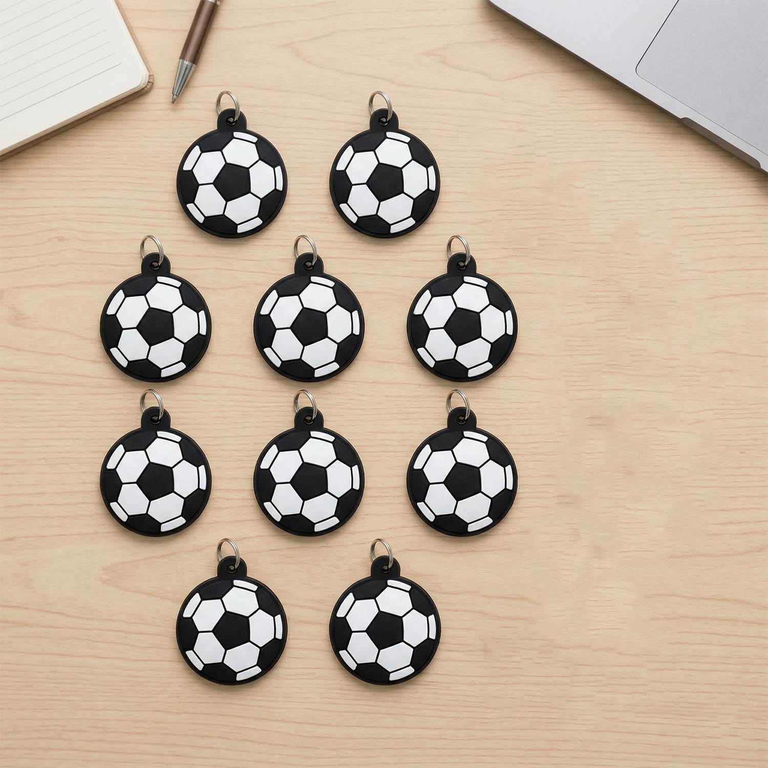Football Design Shape Bag Charm Keychain Set (10 Pc) - Image 6
