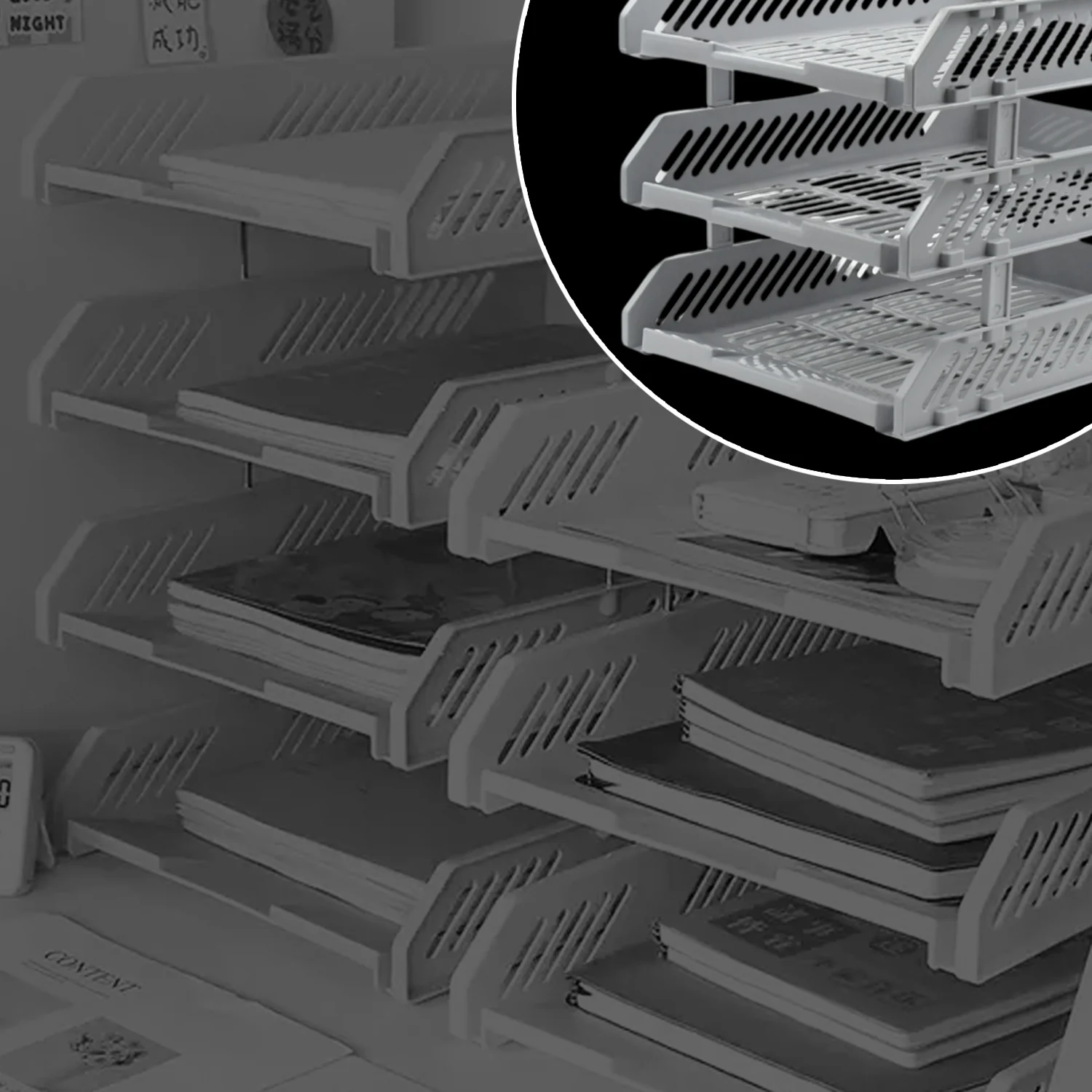 Multifunctional File Rack Drawers: Desktop Storage for Office Supplies (4/3 Layers) - Image 4